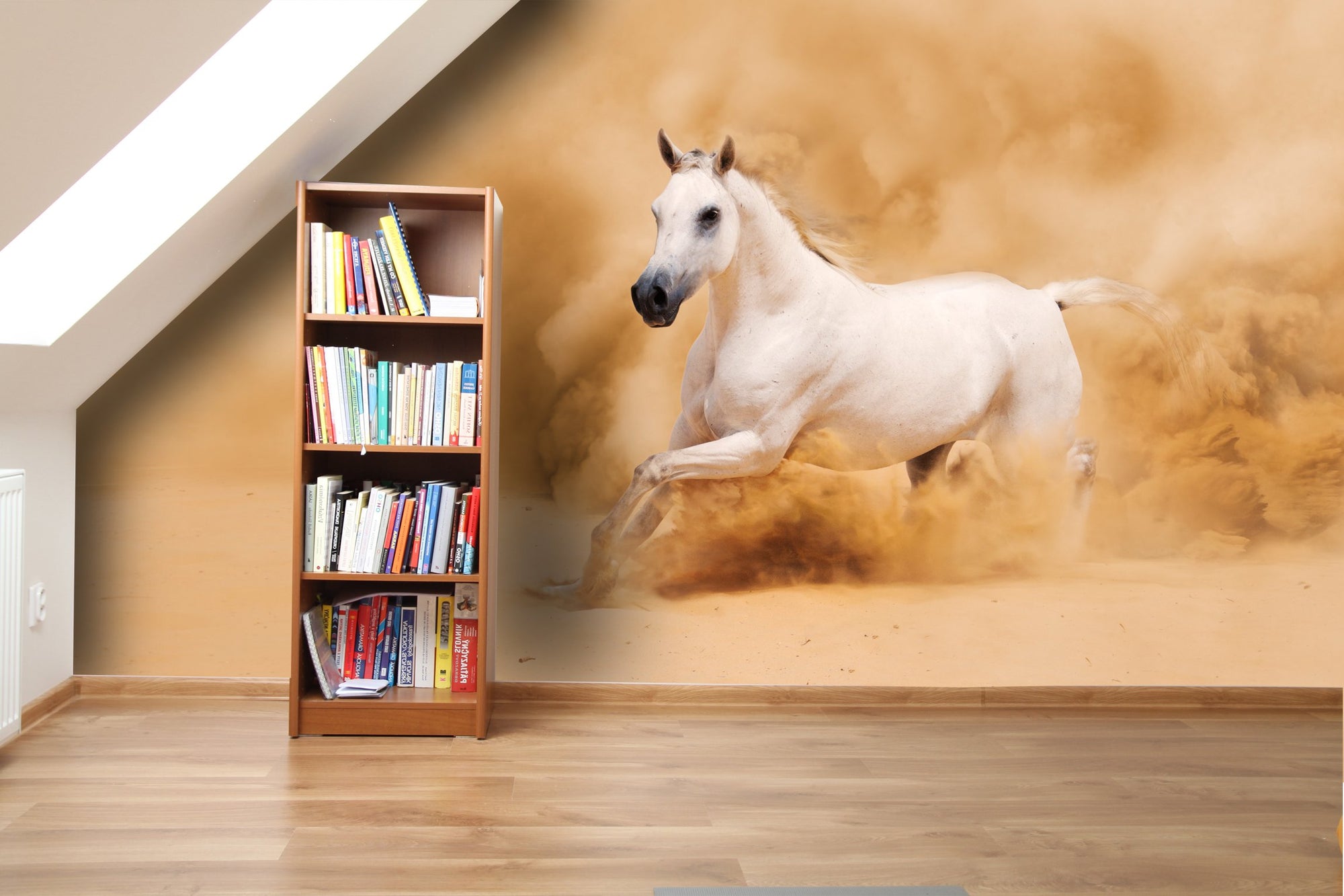 PVC Fototapete White Arabian Horse – ECO Wandbild Selbstklebende Tapete – 3D Vinyl Wandsticker XXL  SW044 - life-decor.de