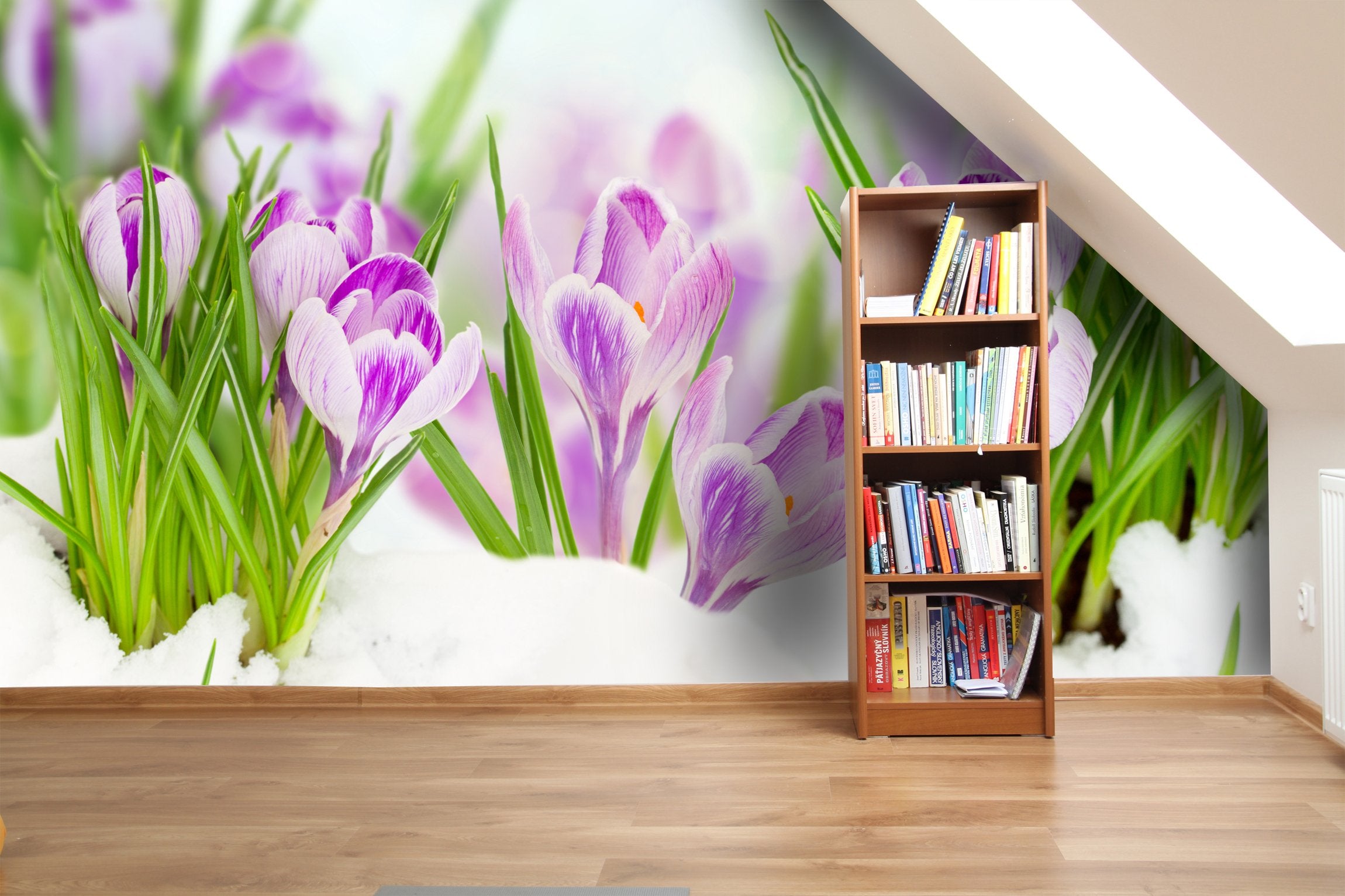 PVC Fototapete Spring Crocuses - ECO Wandbild Selbstklebende Tapete - 3D Vinyl Wandsticker XXL  SW075