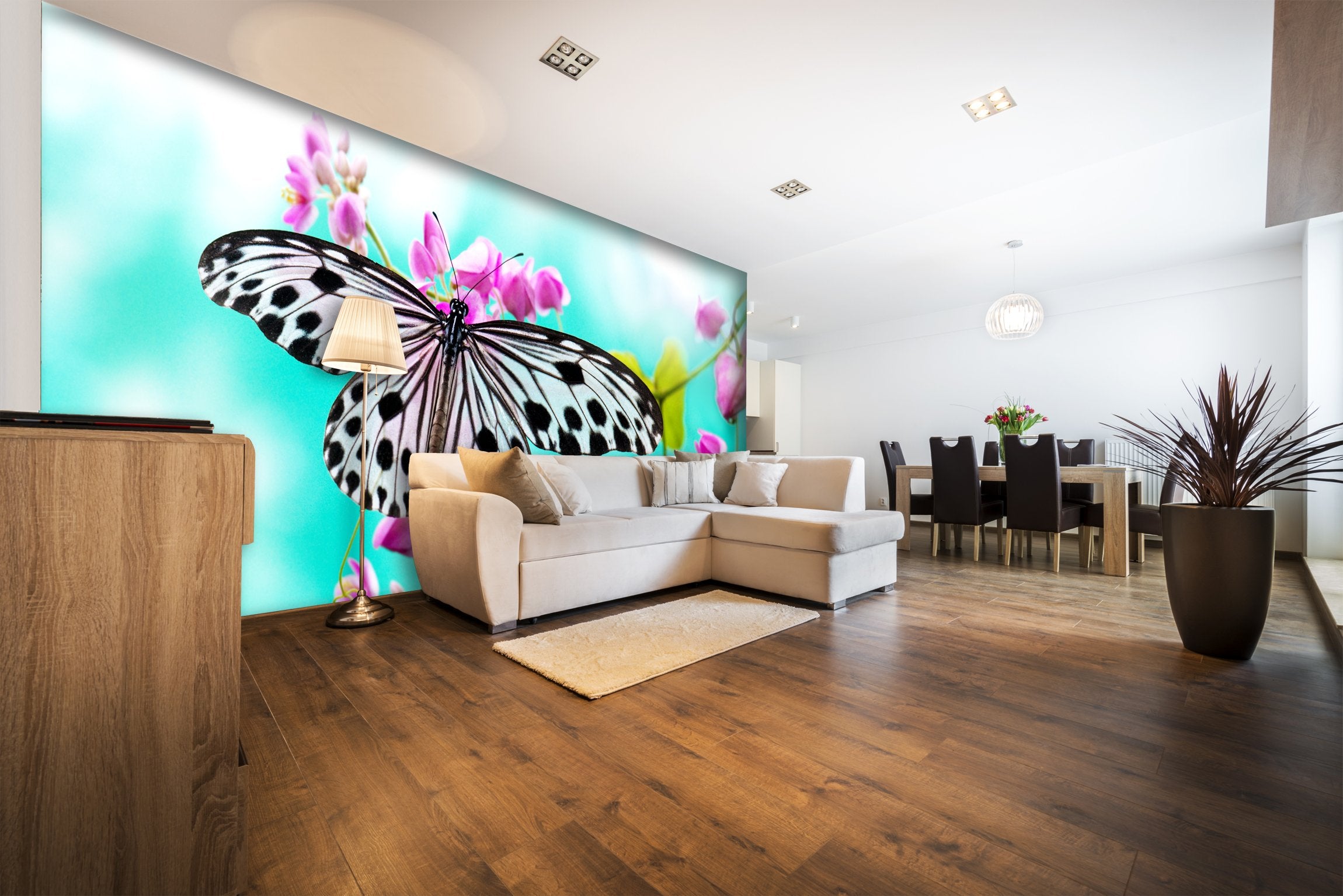 PVC Fototapete Rice Paper Butterfly – ECO Wandbild Selbstklebende Tapete – 3D Vinyl Wandsticker XXL  SW266 - life-decor.de