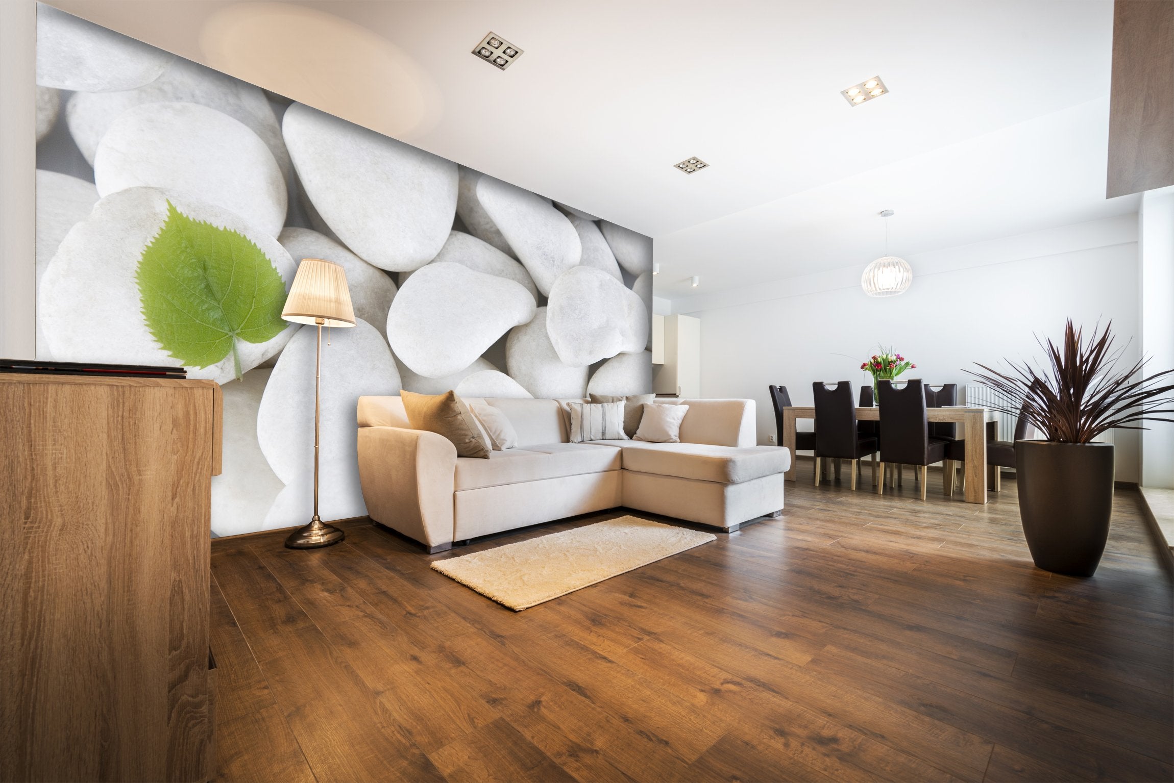 PVC Fototapete White Stones - ECO Wandbild Selbstklebende Tapete - 3D Vinyl Wandsticker XXL  SW148