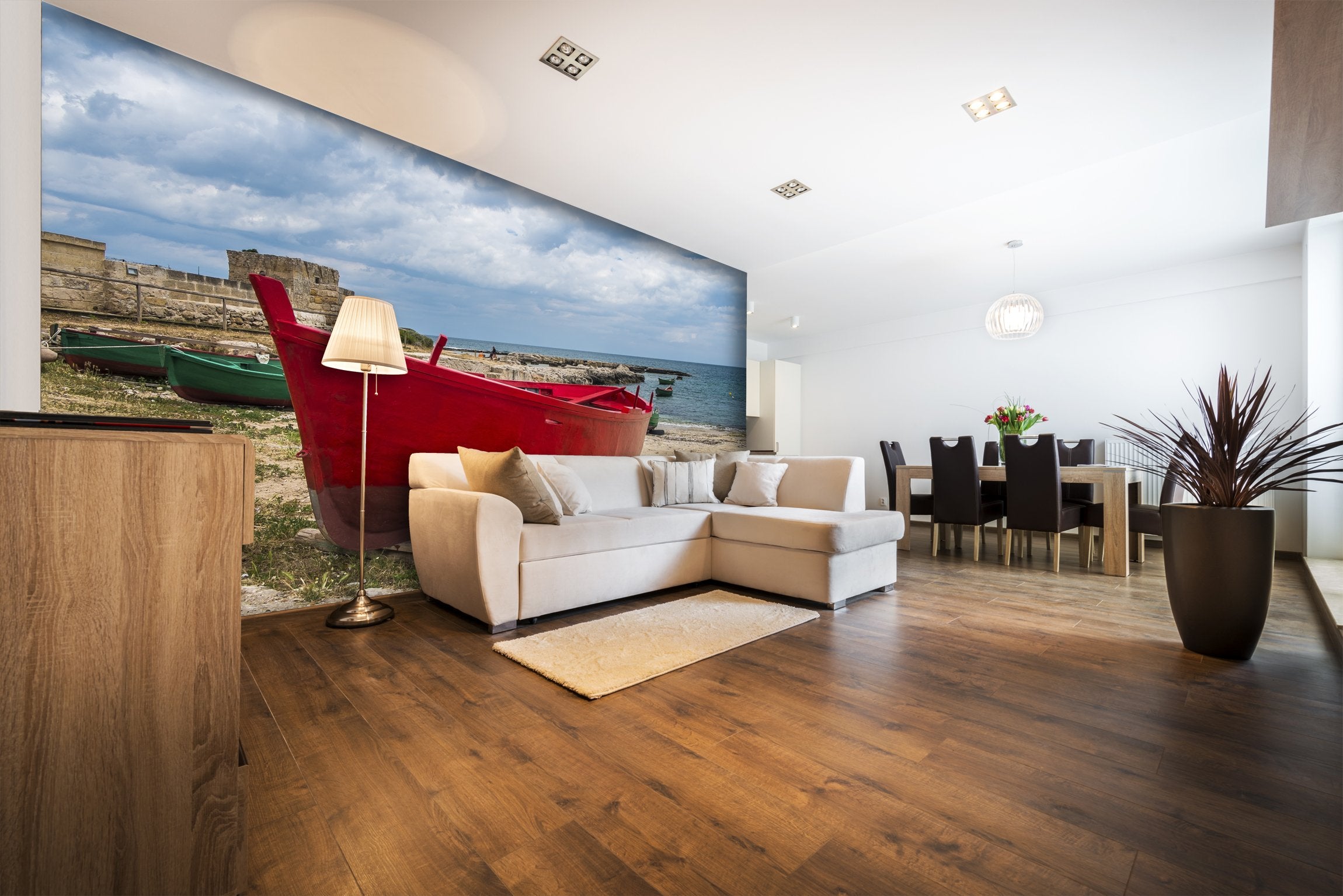 PVC Fototapete Fishing Boats – ECO Wandbild Selbstklebende Tapete – 3D Vinyl Wandsticker XXL  SW289 - life-decor.de