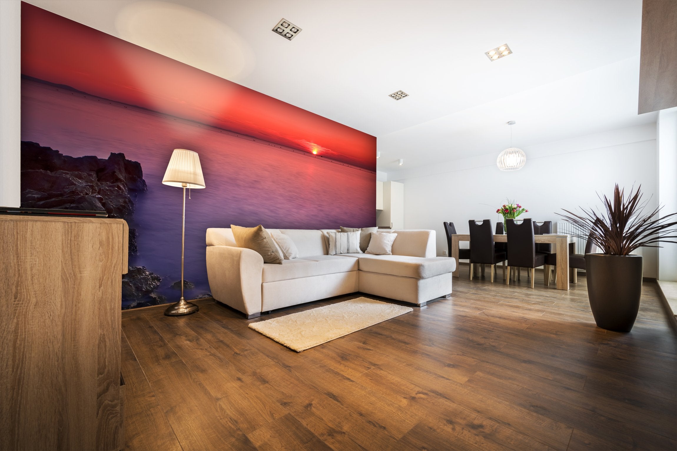 PVC Fototapete Sunset With Rocks - ECO Wandbild Selbstklebende Tapete - 3D Vinyl Wandsticker XXL  SW079