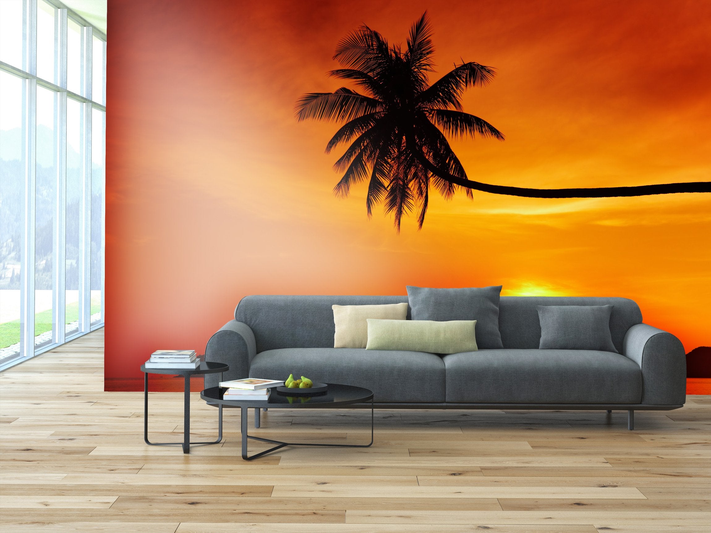 PVC Fototapete Tropical Beach At Sunset - ECO Wandbild Selbstklebende Tapete - 3D Vinyl Wandsticker XXL  SW209