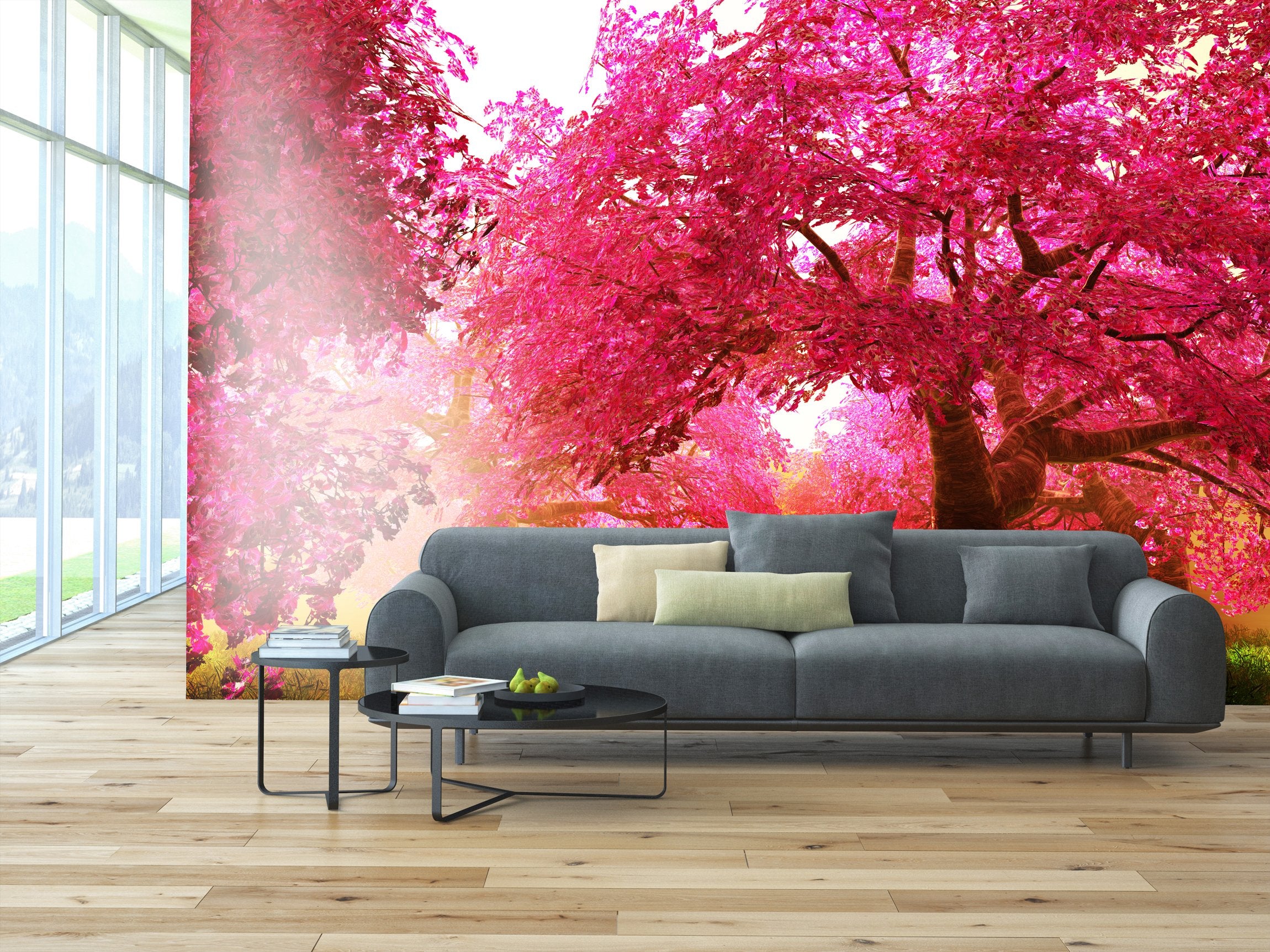 PVC Fototapete Cherry Blossoms Trees – ECO Wandbild Selbstklebende Tapete – 3D Vinyl Wandsticker XXL  SW073 - life-decor.de