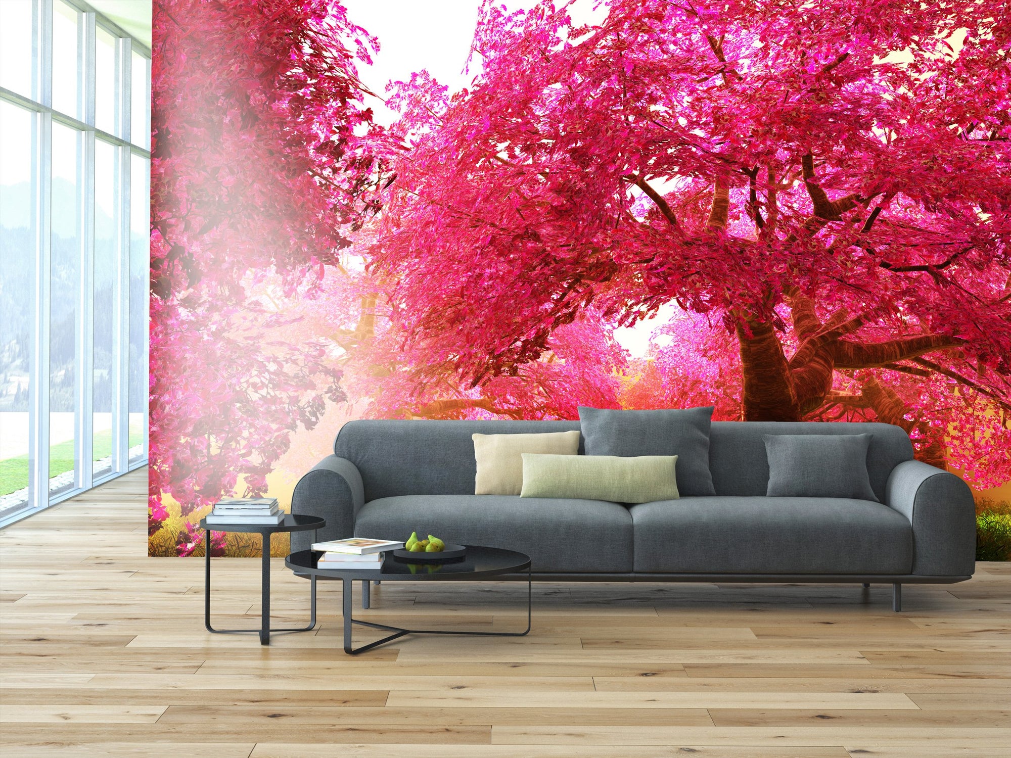 PVC Fototapete Cherry Blossoms Trees – ECO Wandbild Selbstklebende Tapete –  3D Vinyl Wandsticker XXL SW073