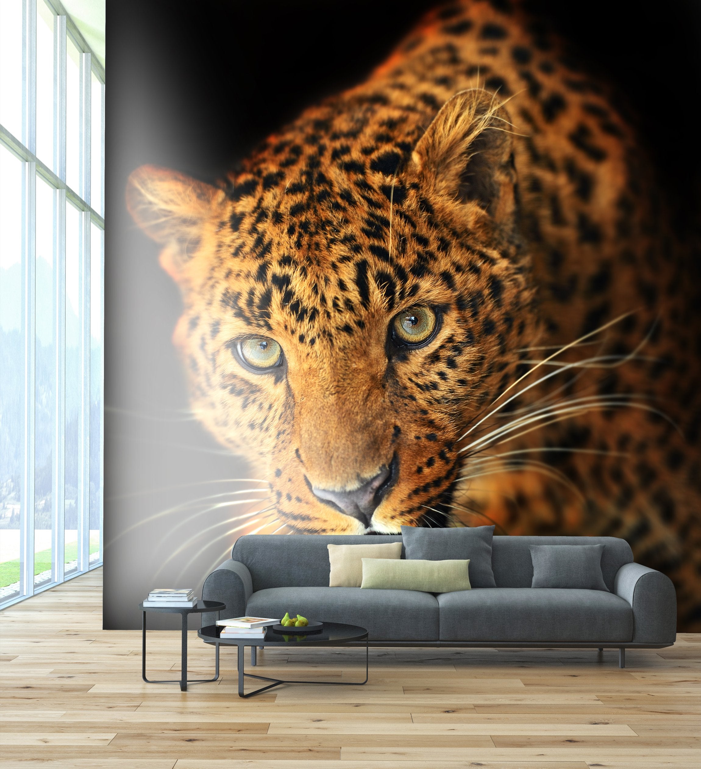 PVC Fototapete Leopard - ECO Wandbild Selbstklebende Tapete - 3D Vinyl Wandsticker XXL  SW046