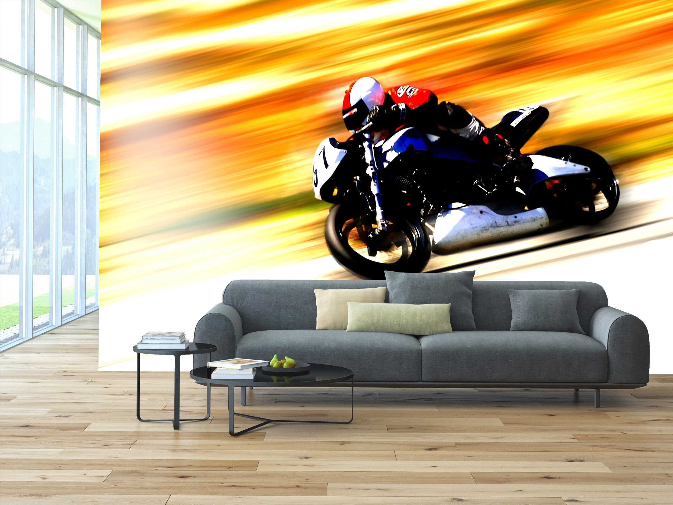 PVC Fototapete GP Racing – ECO Wandbild Selbstklebende Tapete – 3D Vinyl Wandsticker XXL  SW174 - life-decor.de