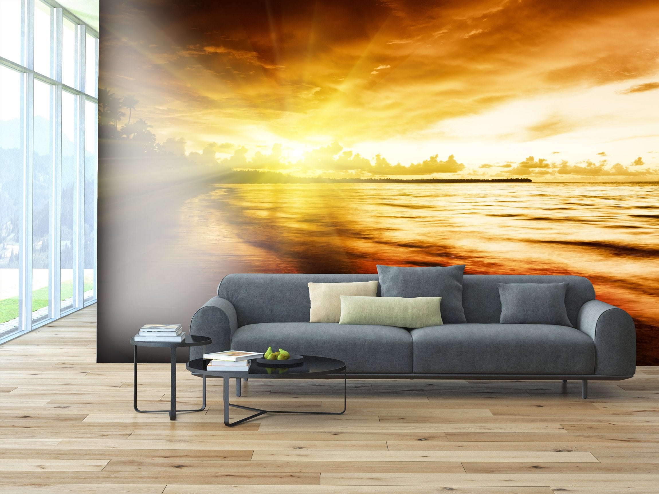 PVC Fototapete Sunrise On Caribbean - ECO Wandbild Selbstklebende Tapete - 3D Vinyl Wandsticker XXL  SW313