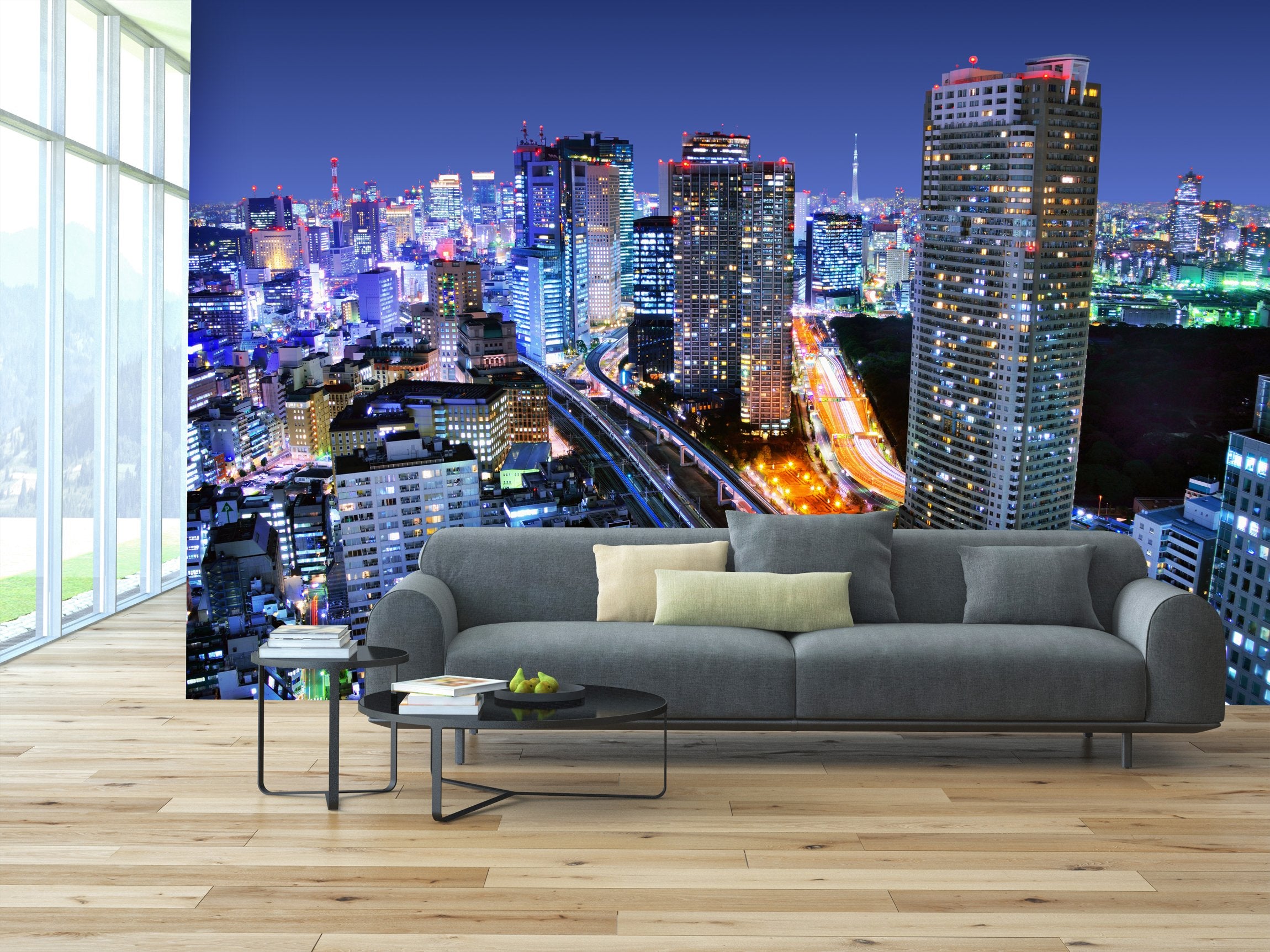 PVC Fototapete Tokyo Cityscape - ECO Wandbild Selbstklebende Tapete - 3D Vinyl Wandsticker XXL  SW038