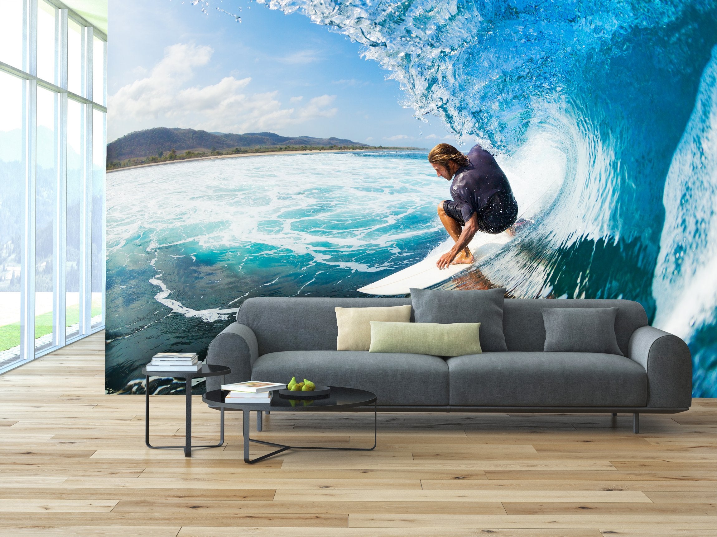 PVC Fototapete Surfing - ECO Wandbild Selbstklebende Tapete - 3D Vinyl Wandsticker XXL  SW027