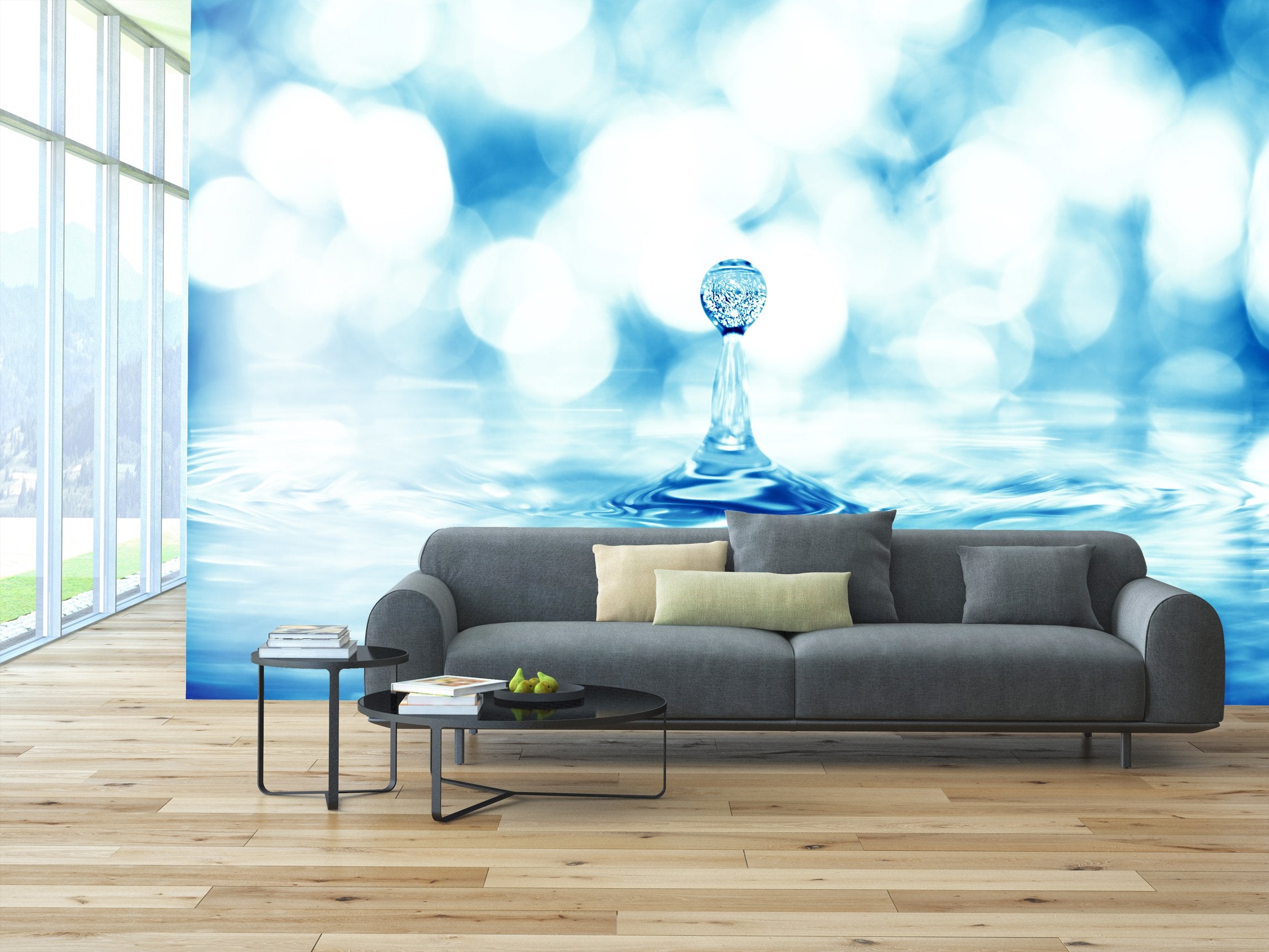 PVC Fototapete Water Drop - ECO Wandbild Selbstklebende Tapete - 3D Vinyl Wandsticker XXL  SW218