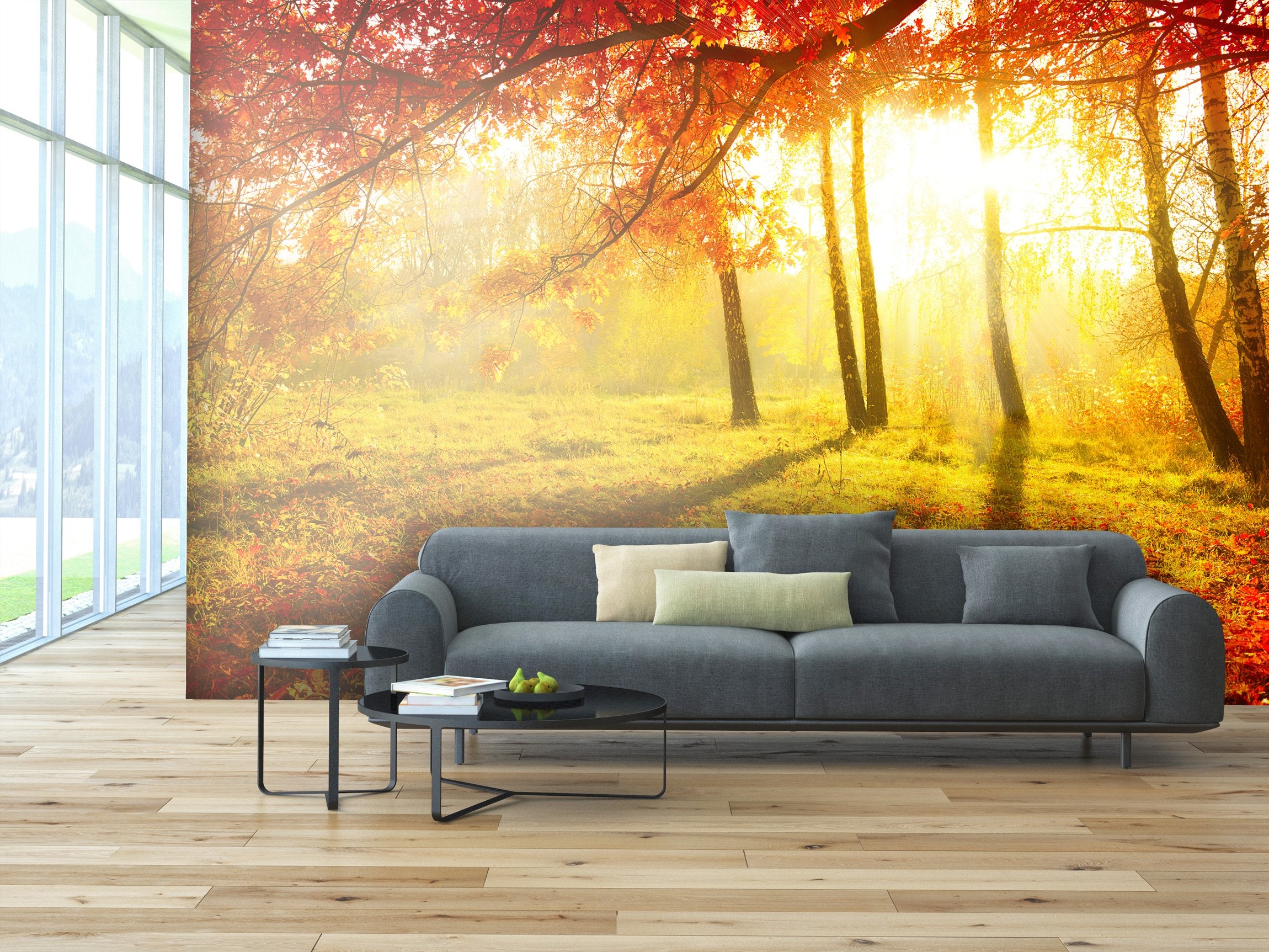 PVC Fototapete Autumnal Park – ECO Wandbild Selbstklebende Tapete – 3D Vinyl Wandsticker XXL  SW093 - life-decor.de