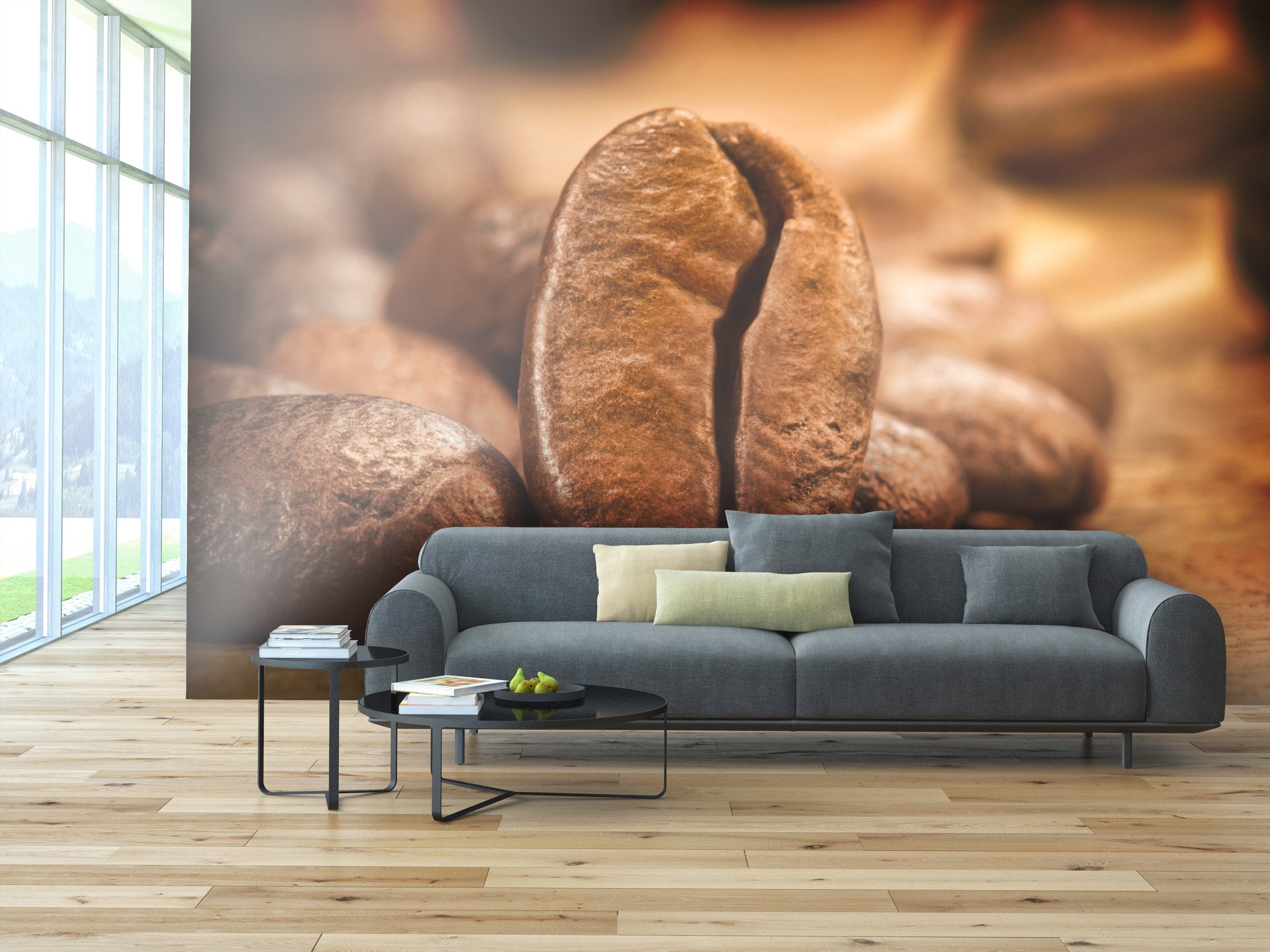 PVC Fototapete Coffee Beans - ECO Wandbild Selbstklebende Tapete - 3D Vinyl Wandsticker XXL  SW050