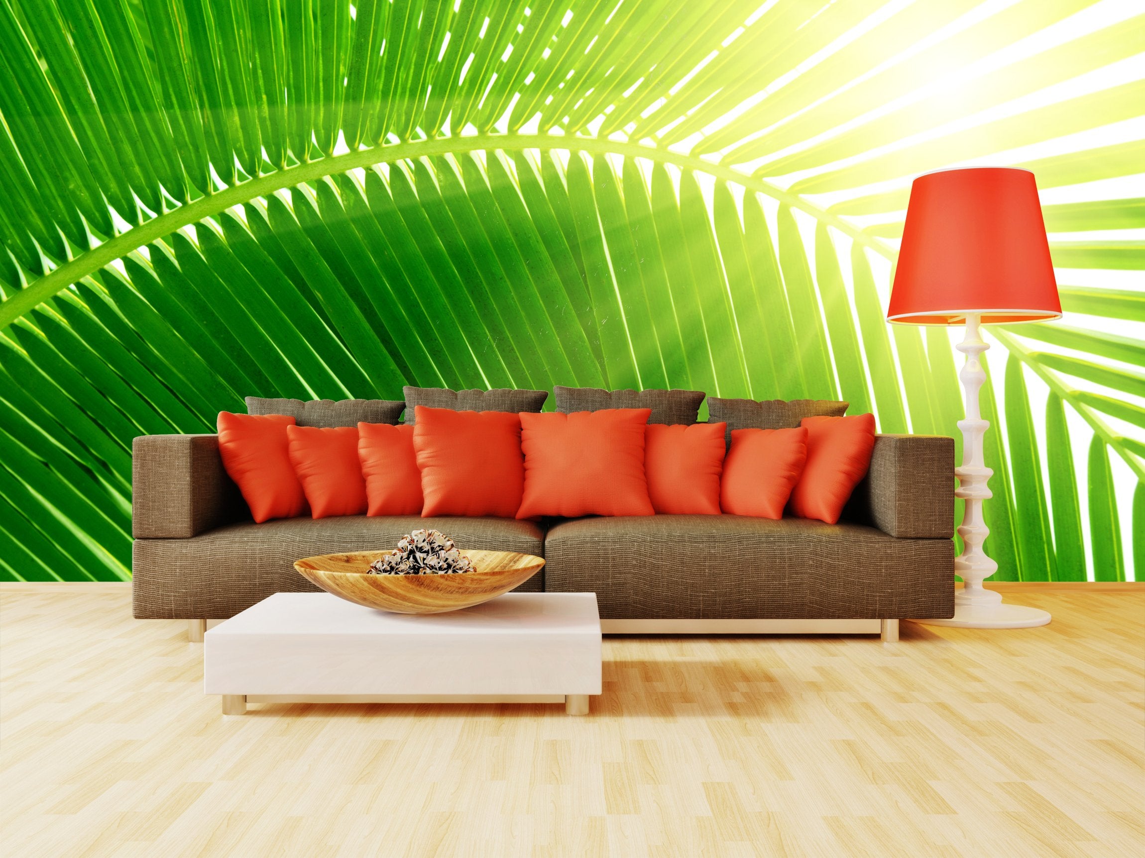 PVC Fototapete Palm And Morning Light - ECO Wandbild Selbstklebende Tapete - 3D Vinyl Wandsticker XXL  SW099