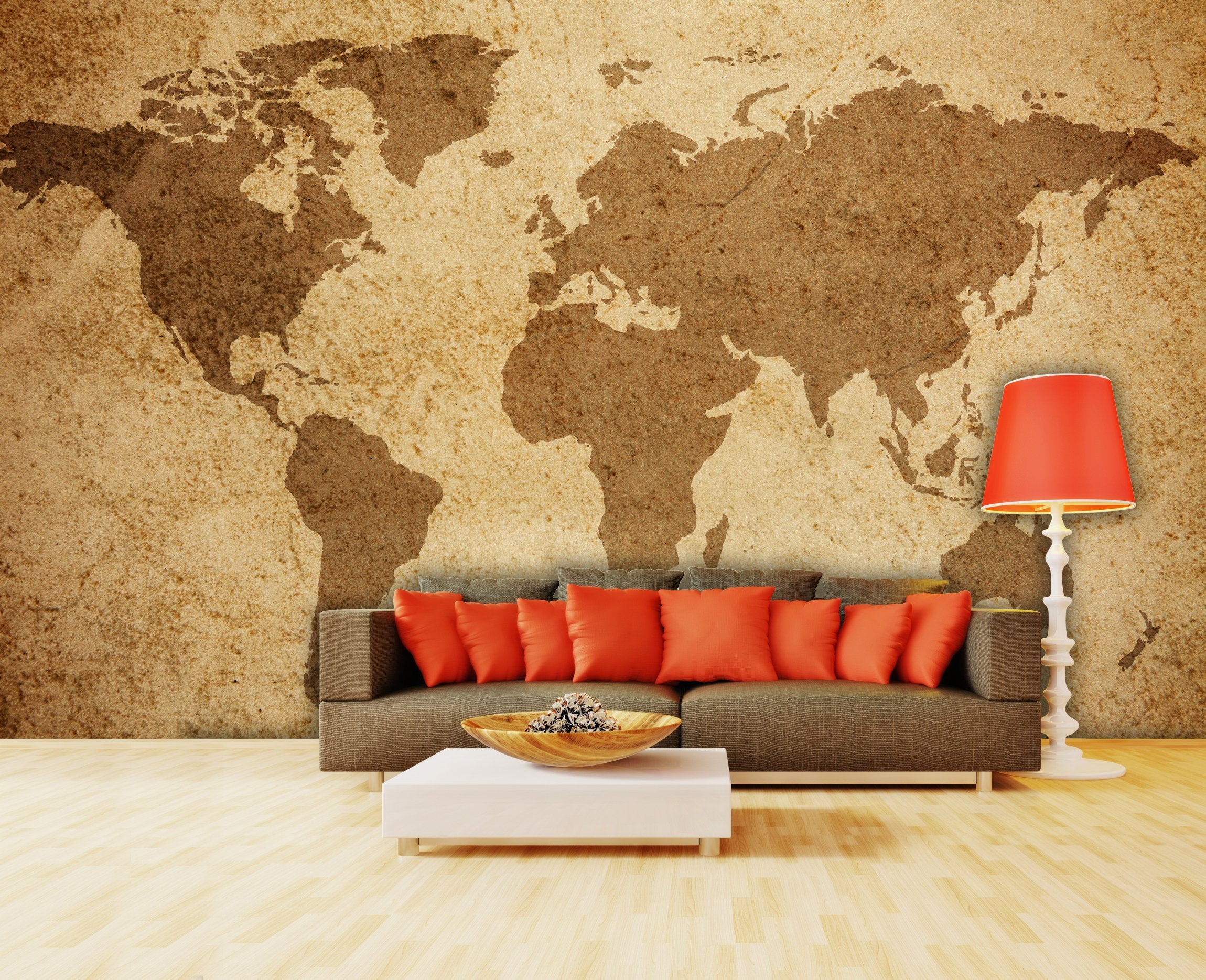 PVC Fototapete World Map Texture - ECO Wandbild Selbstklebende Tapete - 3D Vinyl Wandsticker XXL  SW149
