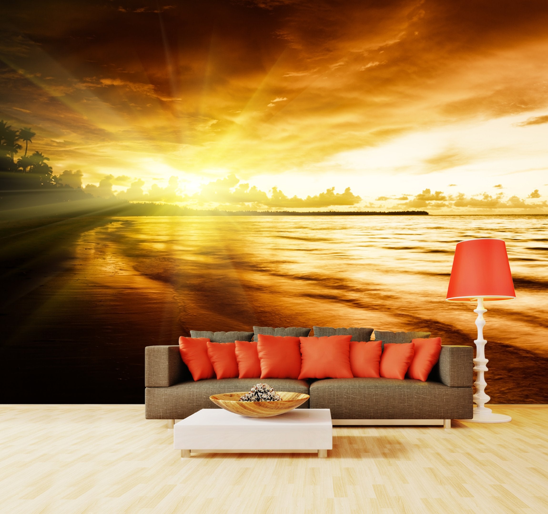 PVC Fototapete Sunrise On Caribbean - ECO Wandbild Selbstklebende Tapete - 3D Vinyl Wandsticker XXL  SW313