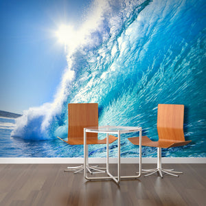 PVC Fototapete Blue Ocean Wave – ECO Wandbild Selbstklebende Tapete – 3D Vinyl Wandsticker XXL  SW015 - life-decor.de