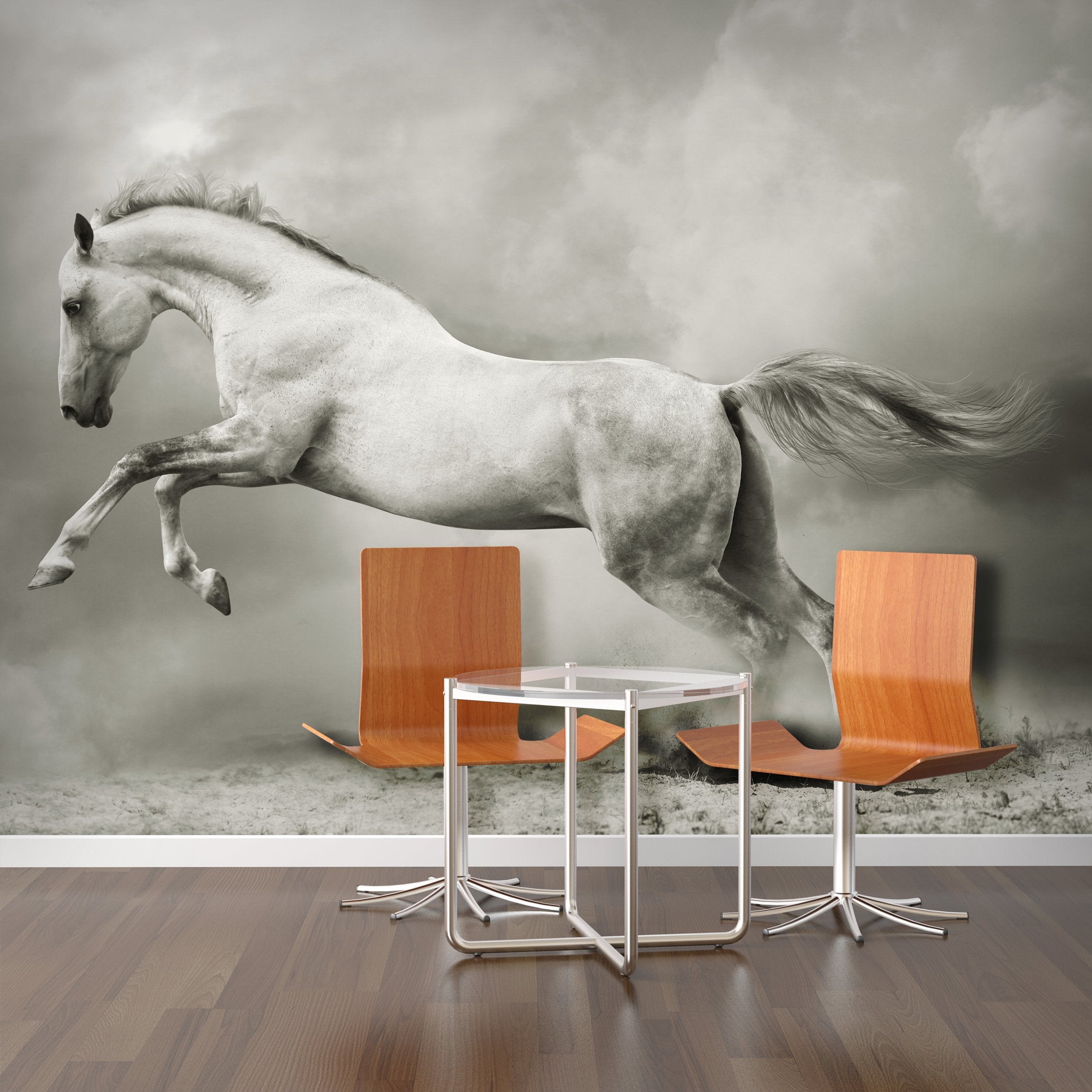PVC Fototapete White Stallion - ECO Wandbild Selbstklebende Tapete - 3D Vinyl Wandsticker XXL  SW052