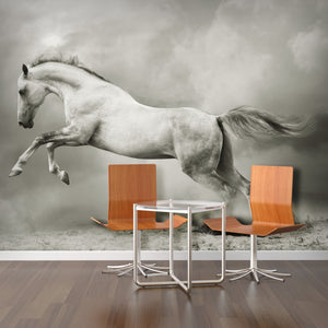 PVC Fototapete White Stallion – ECO Wandbild Selbstklebende Tapete – 3D Vinyl Wandsticker XXL  SW052 - life-decor.de