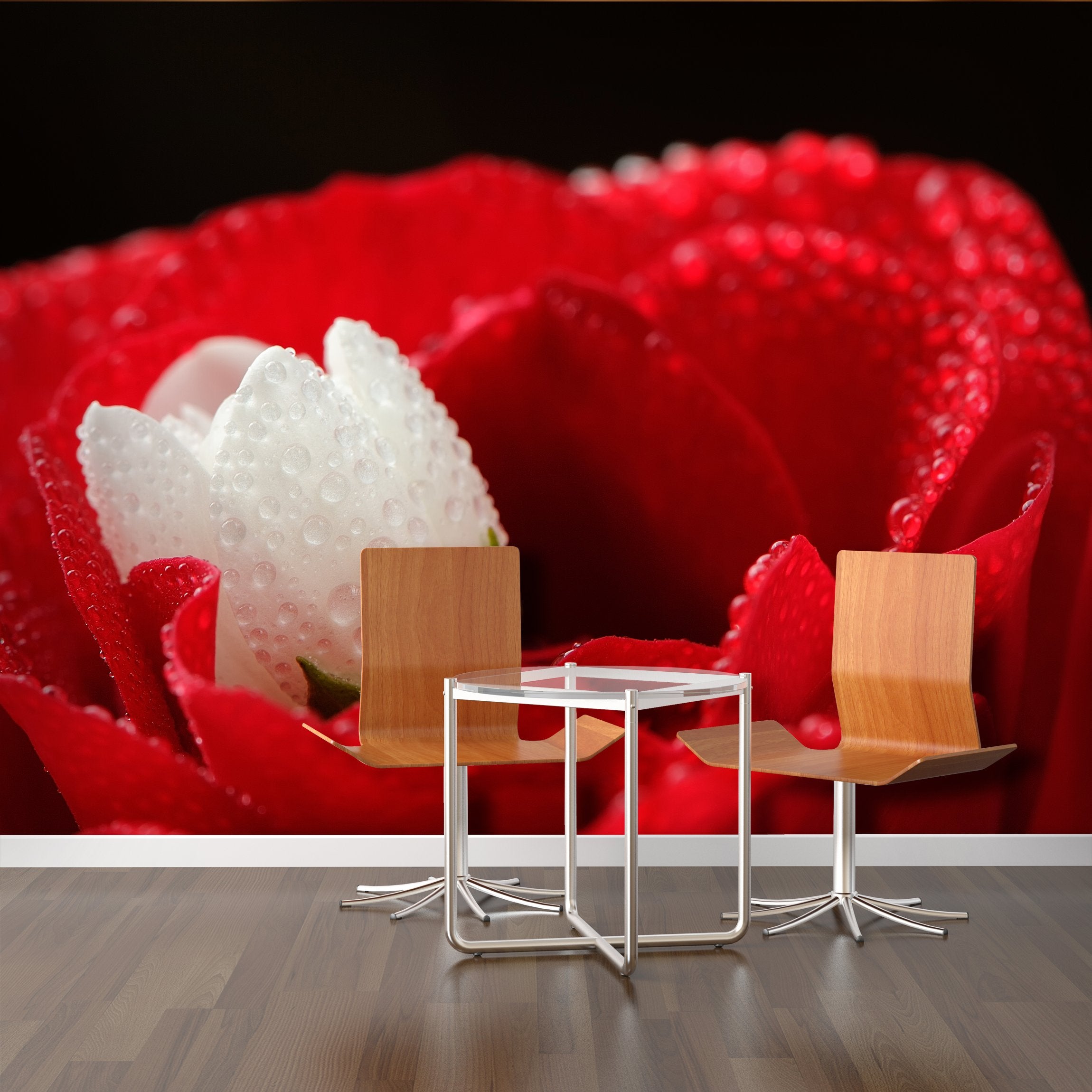 PVC Fototapete Red Rose - ECO Wandbild Selbstklebende Tapete - 3D Vinyl Wandsticker XXL  SW089