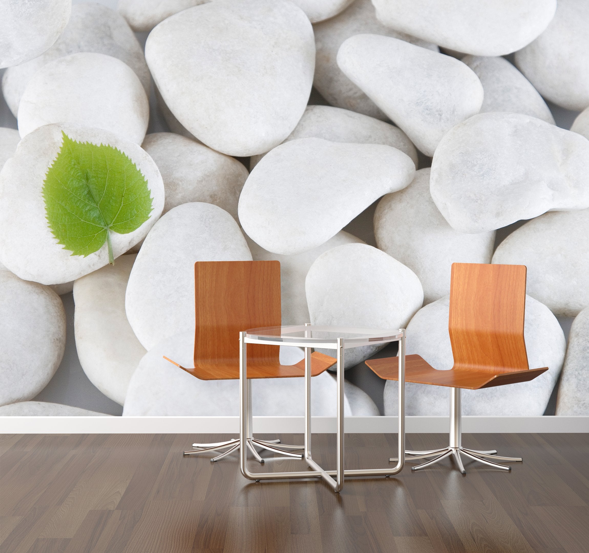PVC Fototapete White Stones - ECO Wandbild Selbstklebende Tapete - 3D Vinyl Wandsticker XXL  SW148