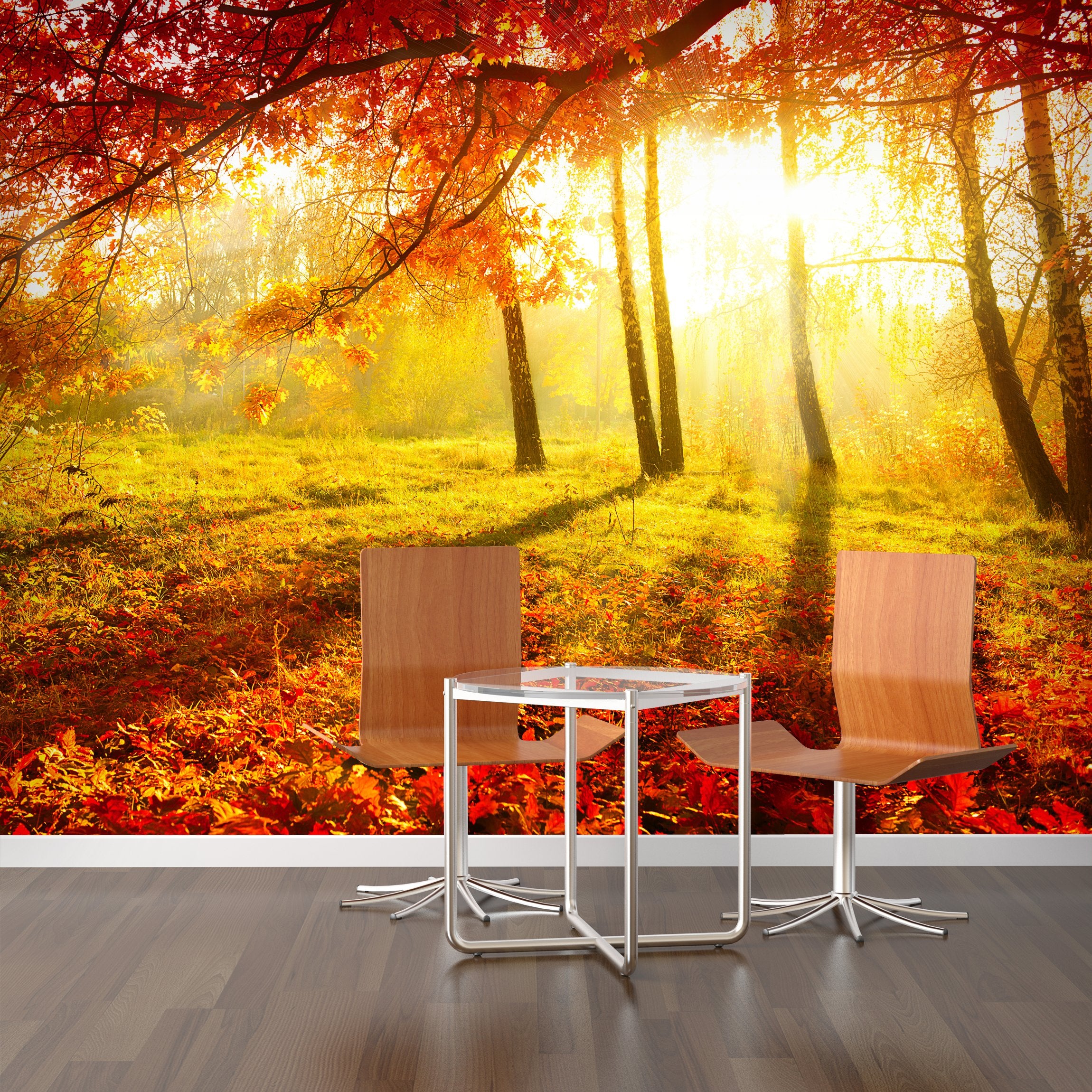 PVC Fototapete Autumnal Park – ECO Wandbild Selbstklebende Tapete – 3D Vinyl Wandsticker XXL  SW093 - life-decor.de