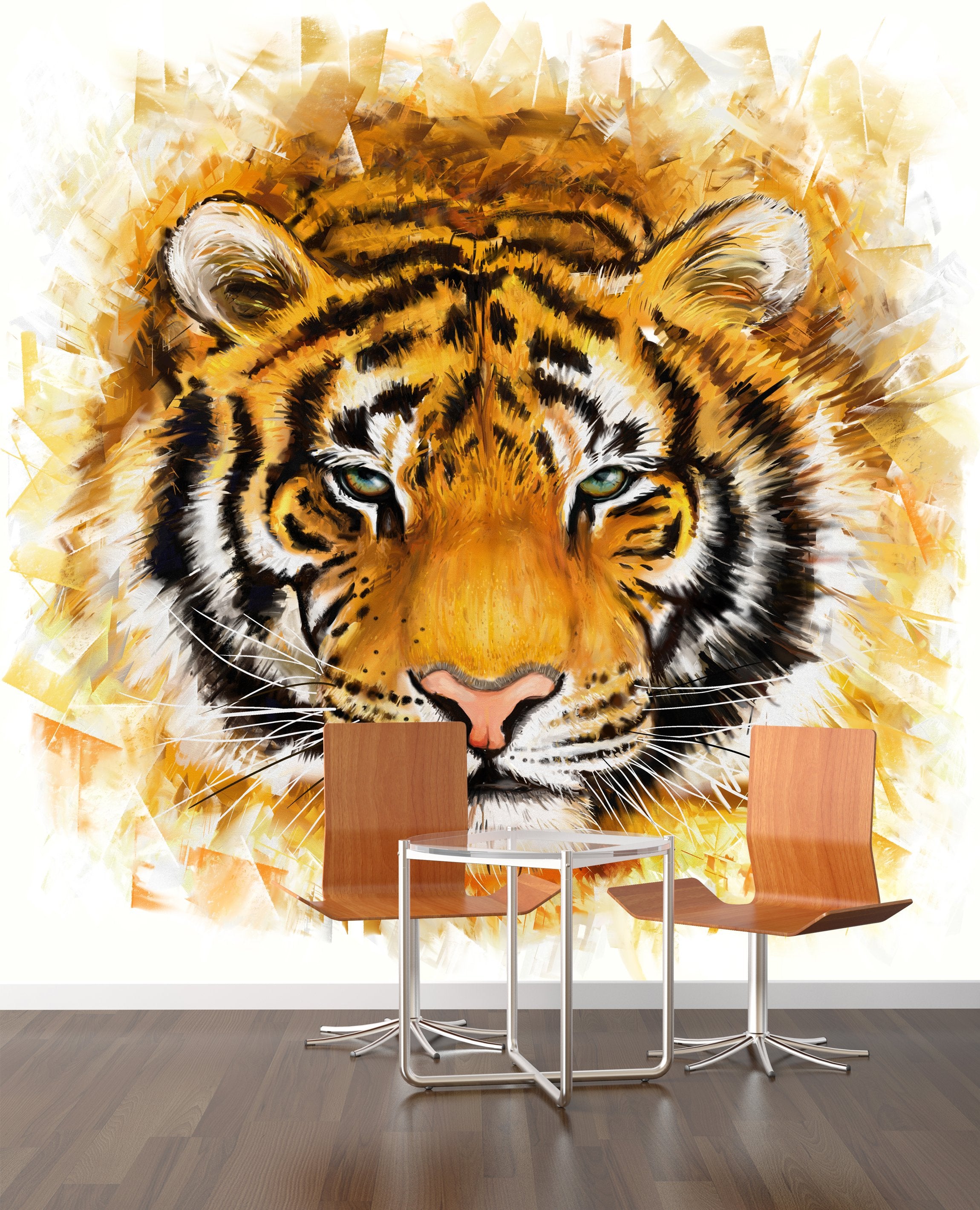 PVC Fototapete Wild Tiger - ECO Wandbild Selbstklebende Tapete - 3D Vinyl Wandsticker XXL  SW182