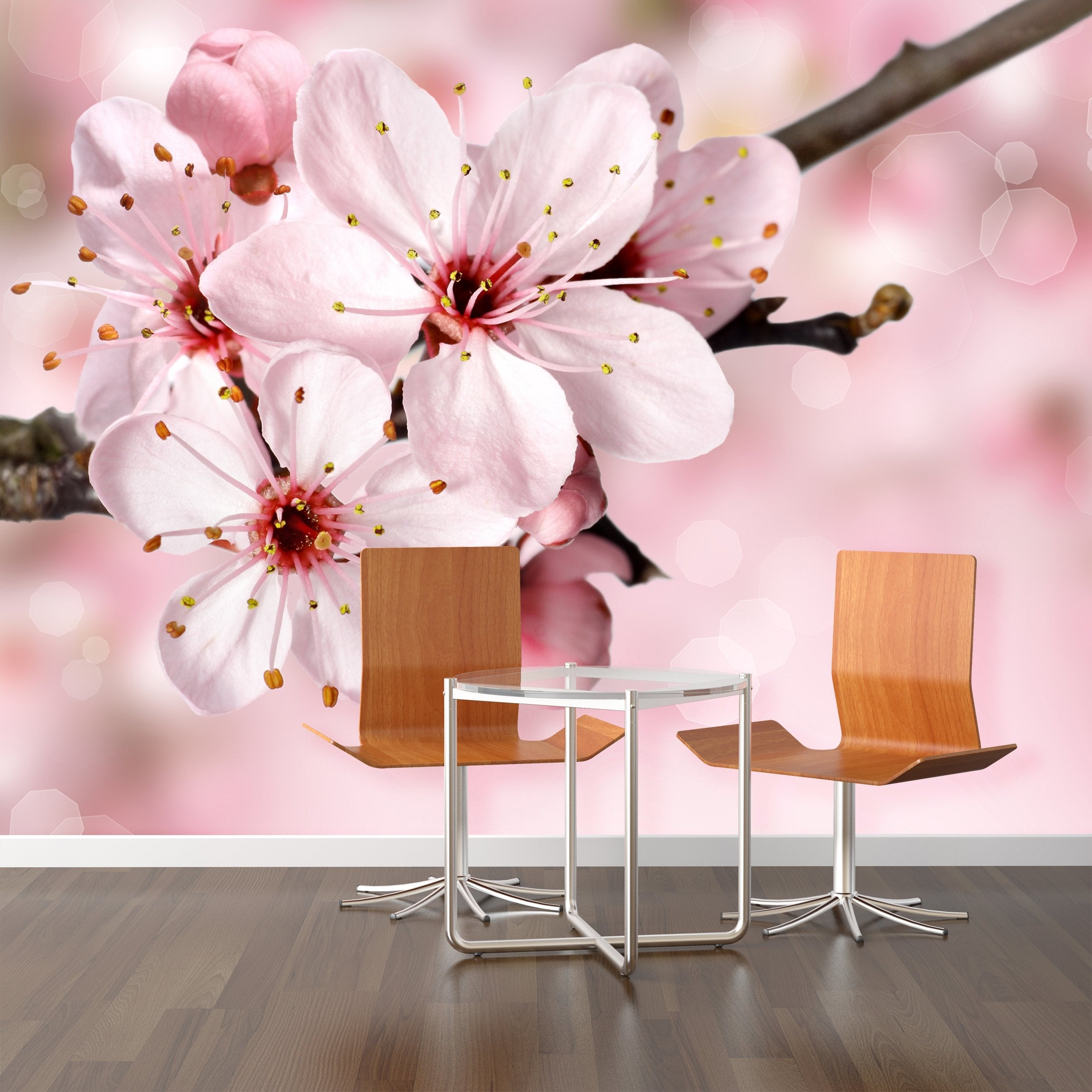 PVC Fototapete Blue Spring Blossom – ECO Wandbild Selbstklebende Tapete – 3D Vinyl Wandsticker XXL  SW016 - life-decor.de