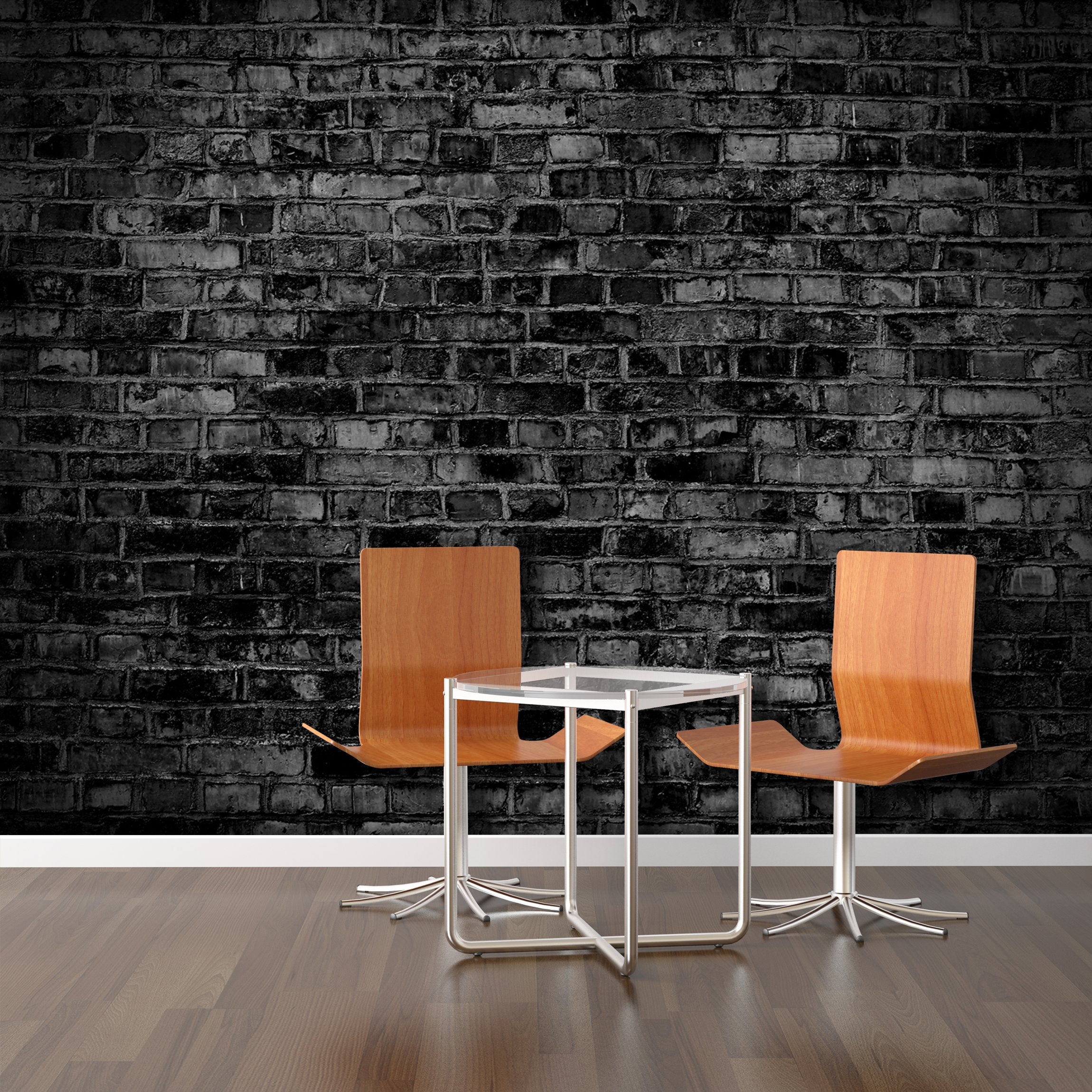 PVC Fototapete Black Brick Wall – ECO Wandbild Selbstklebende Tapete – 3D Vinyl Wandsticker XXL  SW031 - life-decor.de