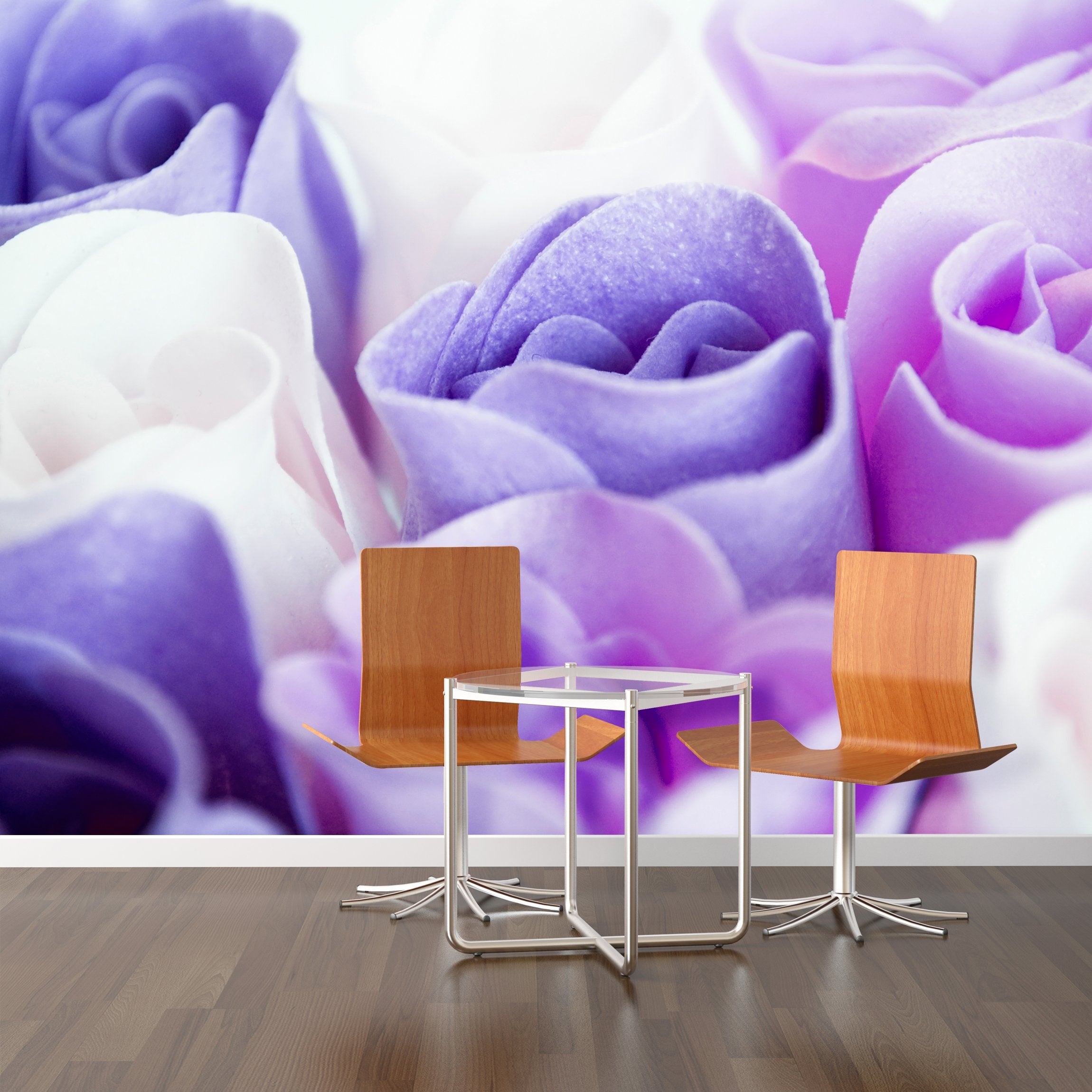 PVC Fototapete Purple Roses – ECO Wandbild Selbstklebende Tapete – 3D Vinyl Wandsticker XXL  SW061 - life-decor.de