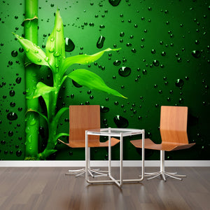 PVC Fototapete Green Bamboo – ECO Wandbild Selbstklebende Tapete – 3D Vinyl Wandsticker XXL  SW083 - life-decor.de