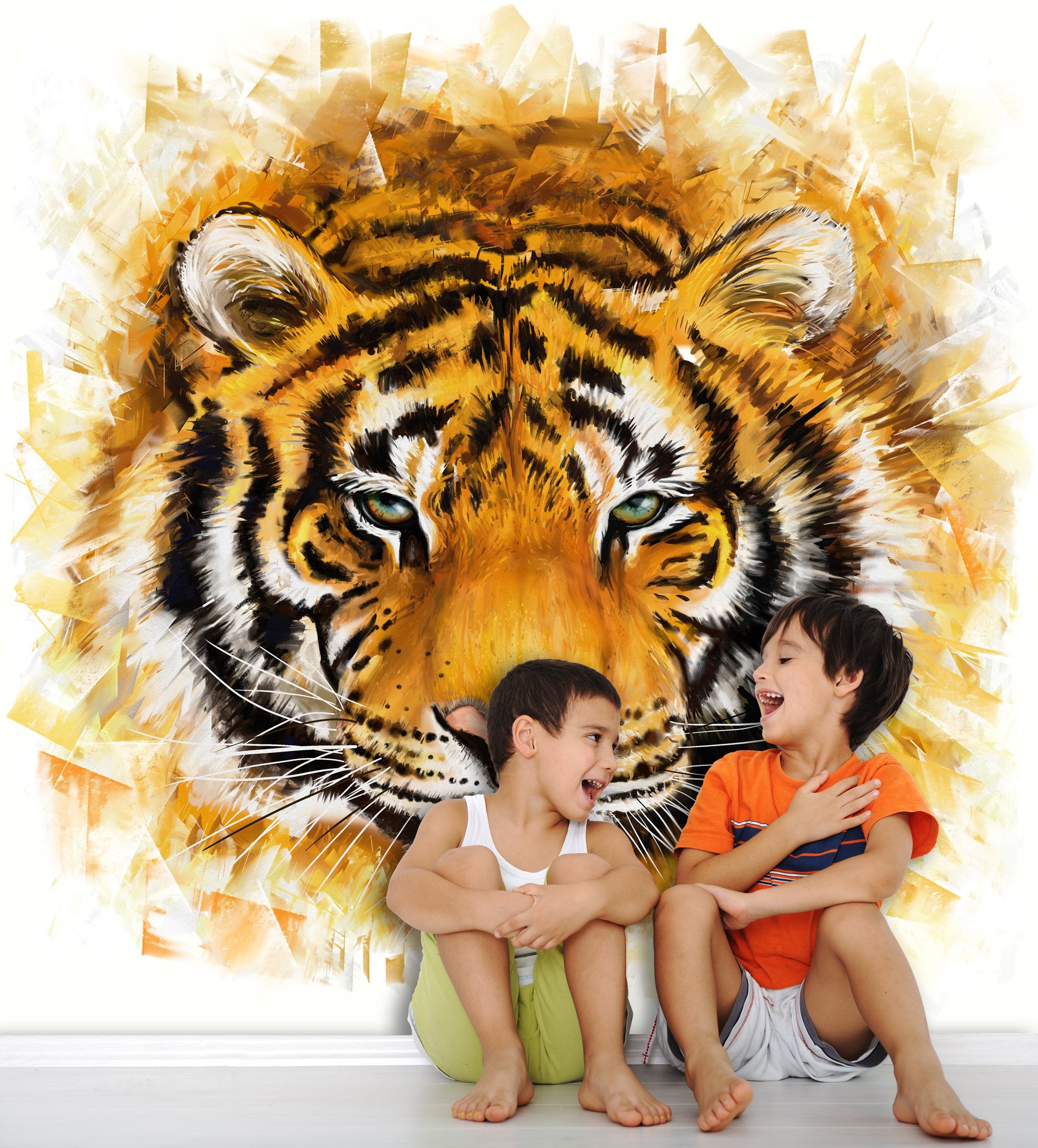 PVC Fototapete Wild Tiger - ECO Wandbild Selbstklebende Tapete - 3D Vinyl Wandsticker XXL  SW182