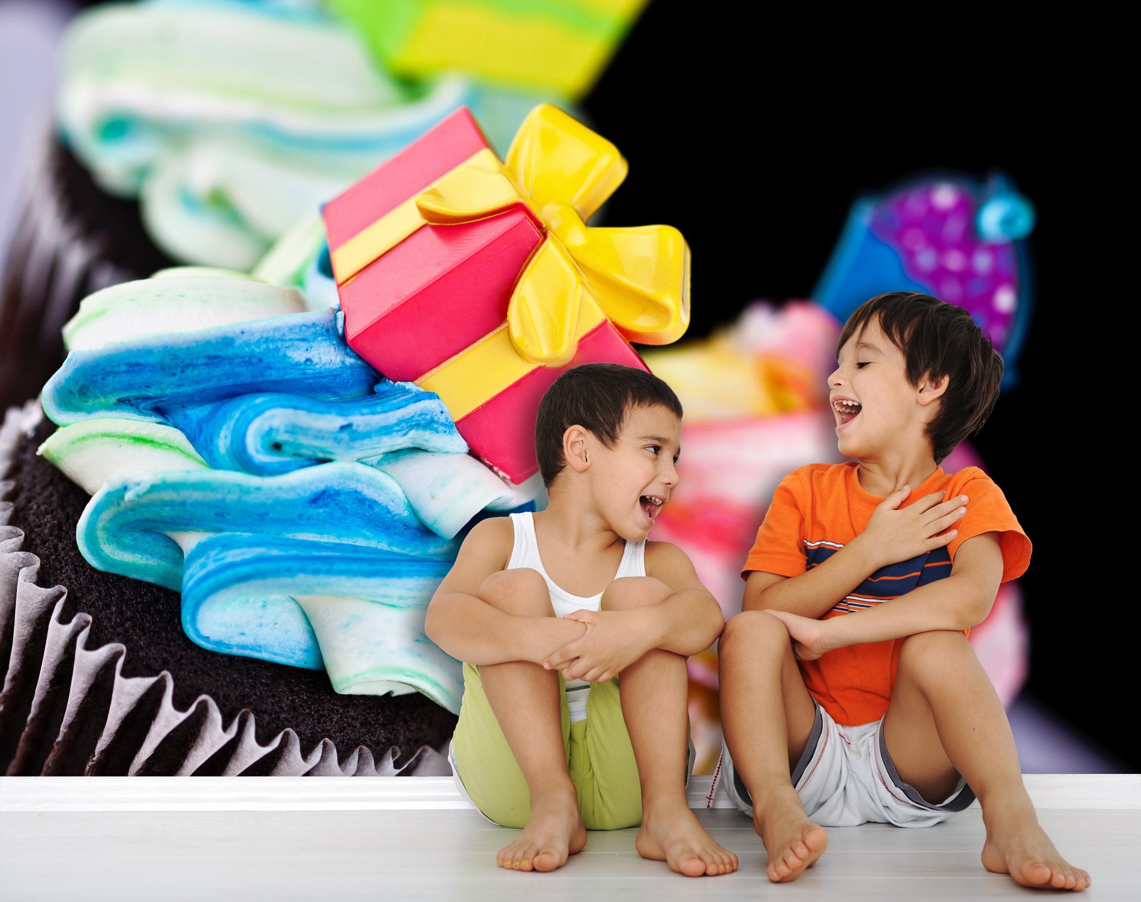 PVC Fototapete Cup Cake Decoration - ECO Wandbild Selbstklebende Tapete - 3D Vinyl Wandsticker XXL  SW284