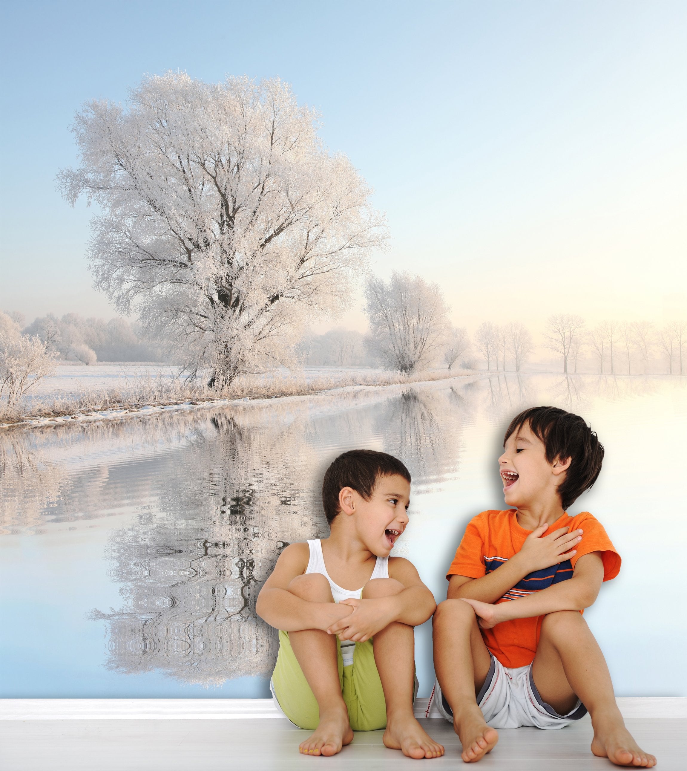 PVC Fototapete Winter Landscape - ECO Wandbild Selbstklebende Tapete - 3D Vinyl Wandsticker XXL  SW180