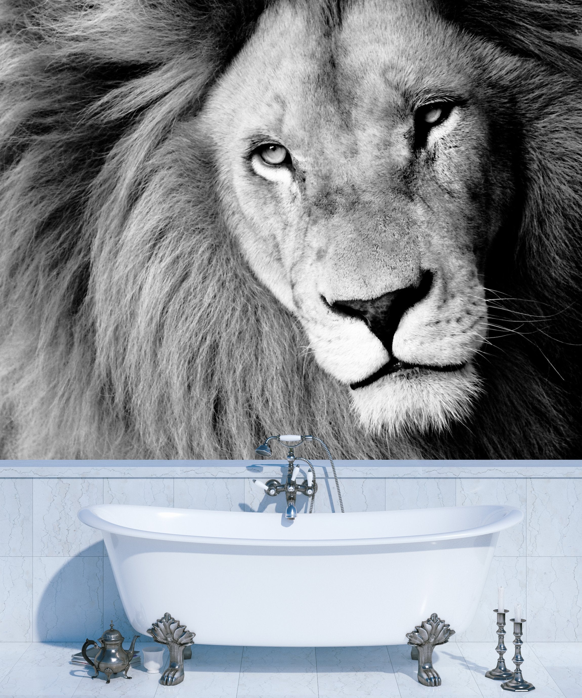 PVC Fototapete Lion - ECO Wandbild Selbstklebende Tapete - 3D Vinyl Wandsticker XXL  SW145