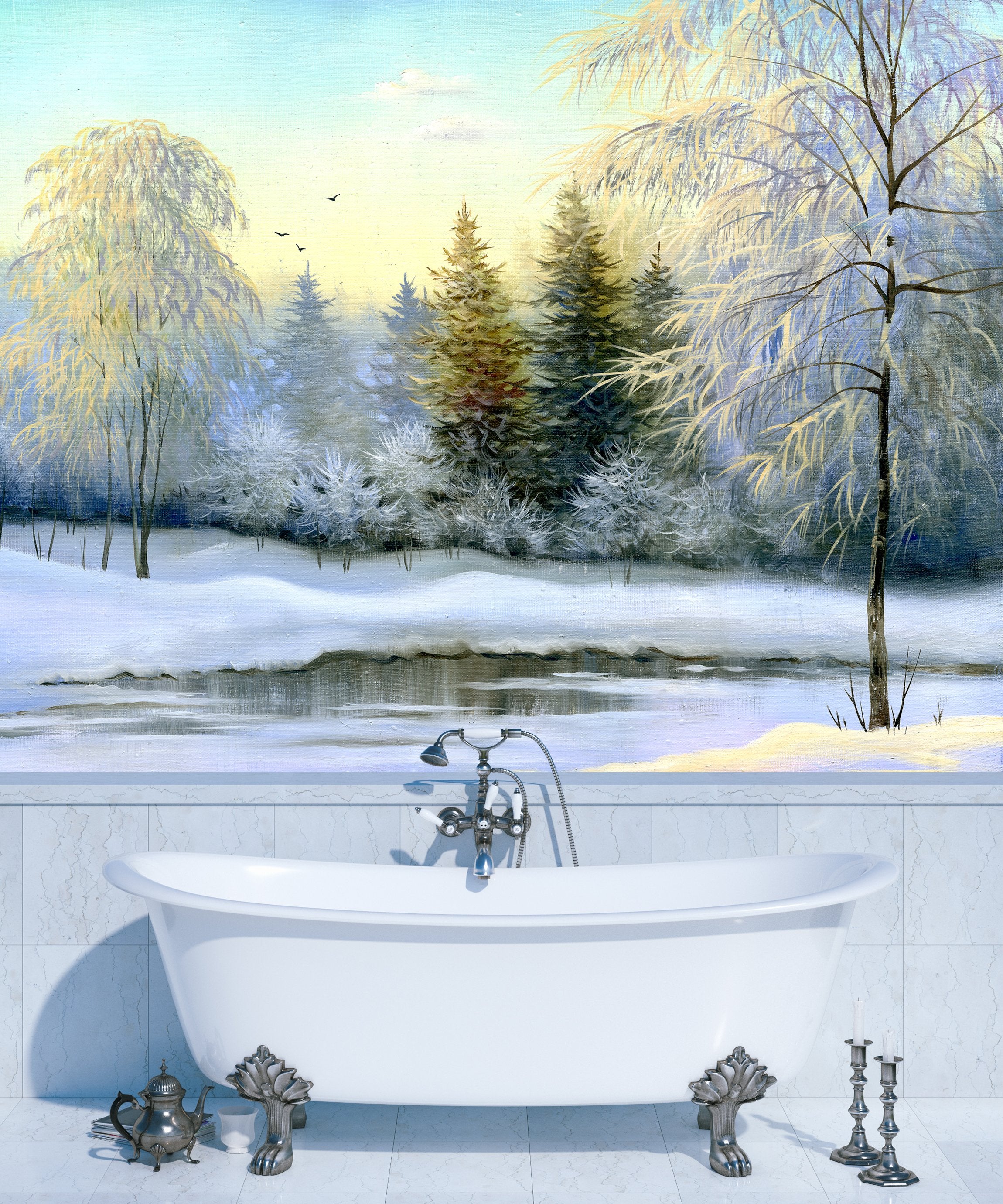 PVC Fototapete Beautiful Winter – ECO Wandbild Selbstklebende Tapete – 3D Vinyl Wandsticker XXL  SW184 - life-decor.de
