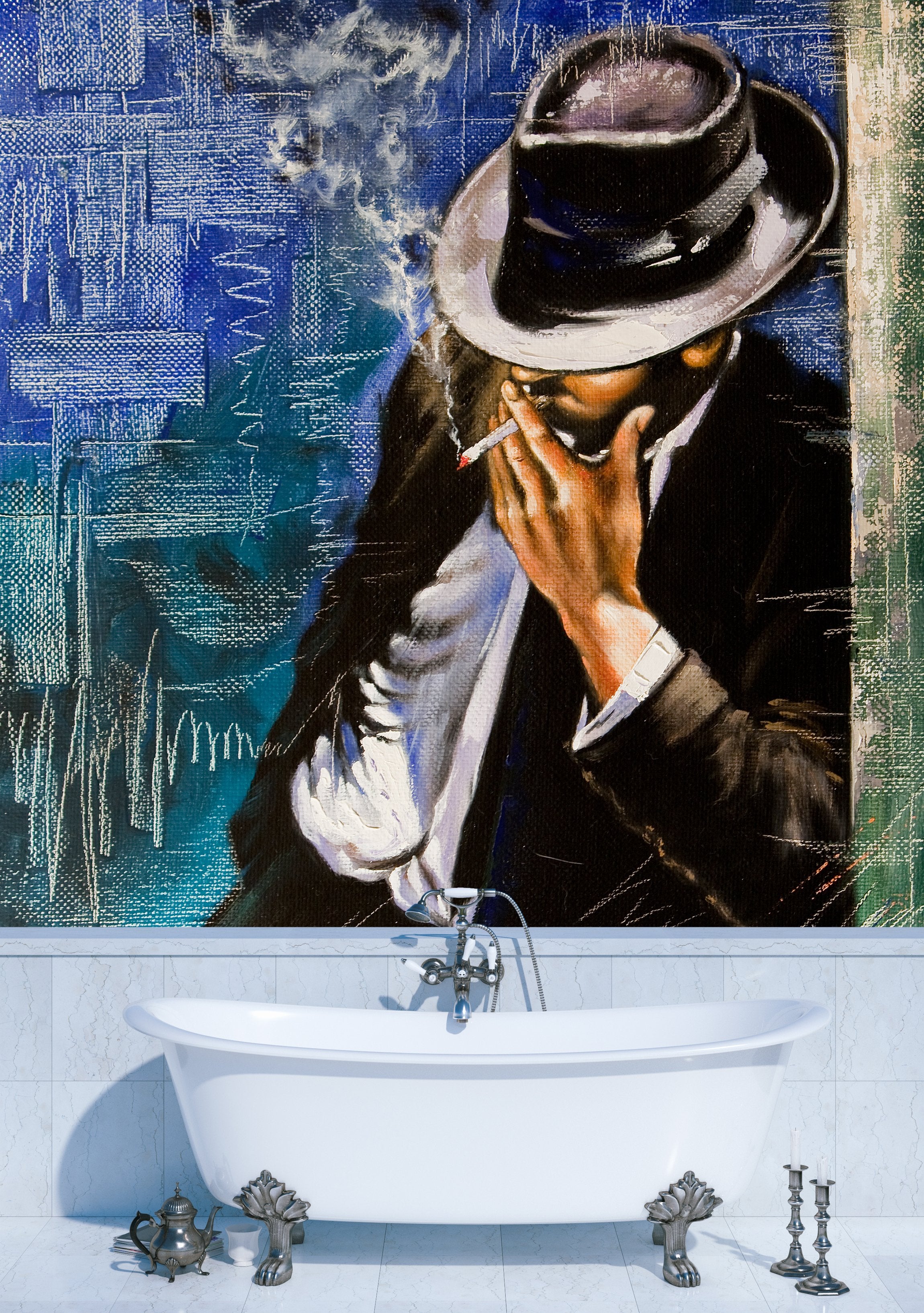 PVC Fototapete Man With Cigarette – ECO Wandbild Selbstklebende Tapete – 3D Vinyl Wandsticker XXL  SW190 - life-decor.de