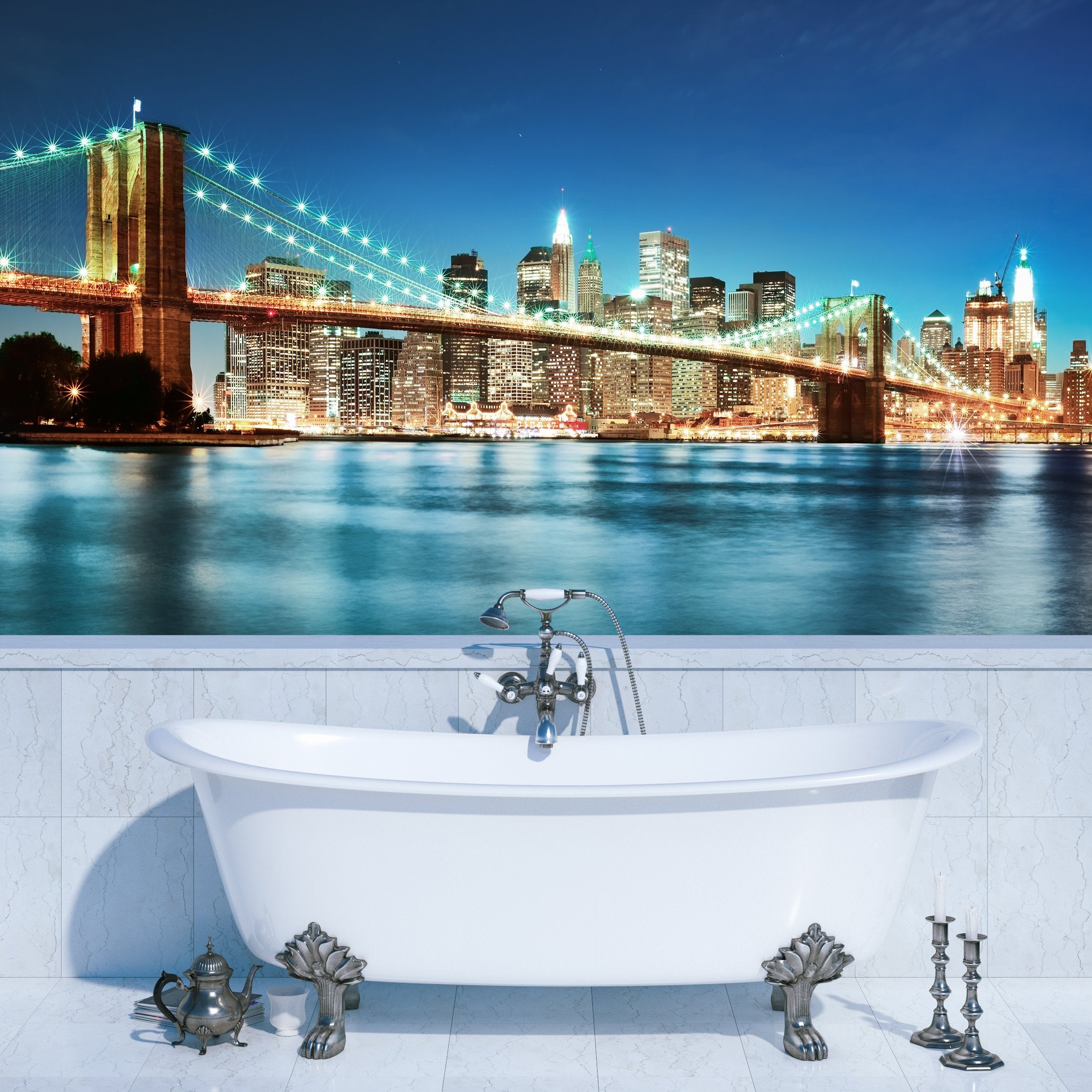 PVC Fototapete Big Apple After Sunset - ECO Wandbild Selbstklebende Tapete - 3D Vinyl Wandsticker XXL  SW040