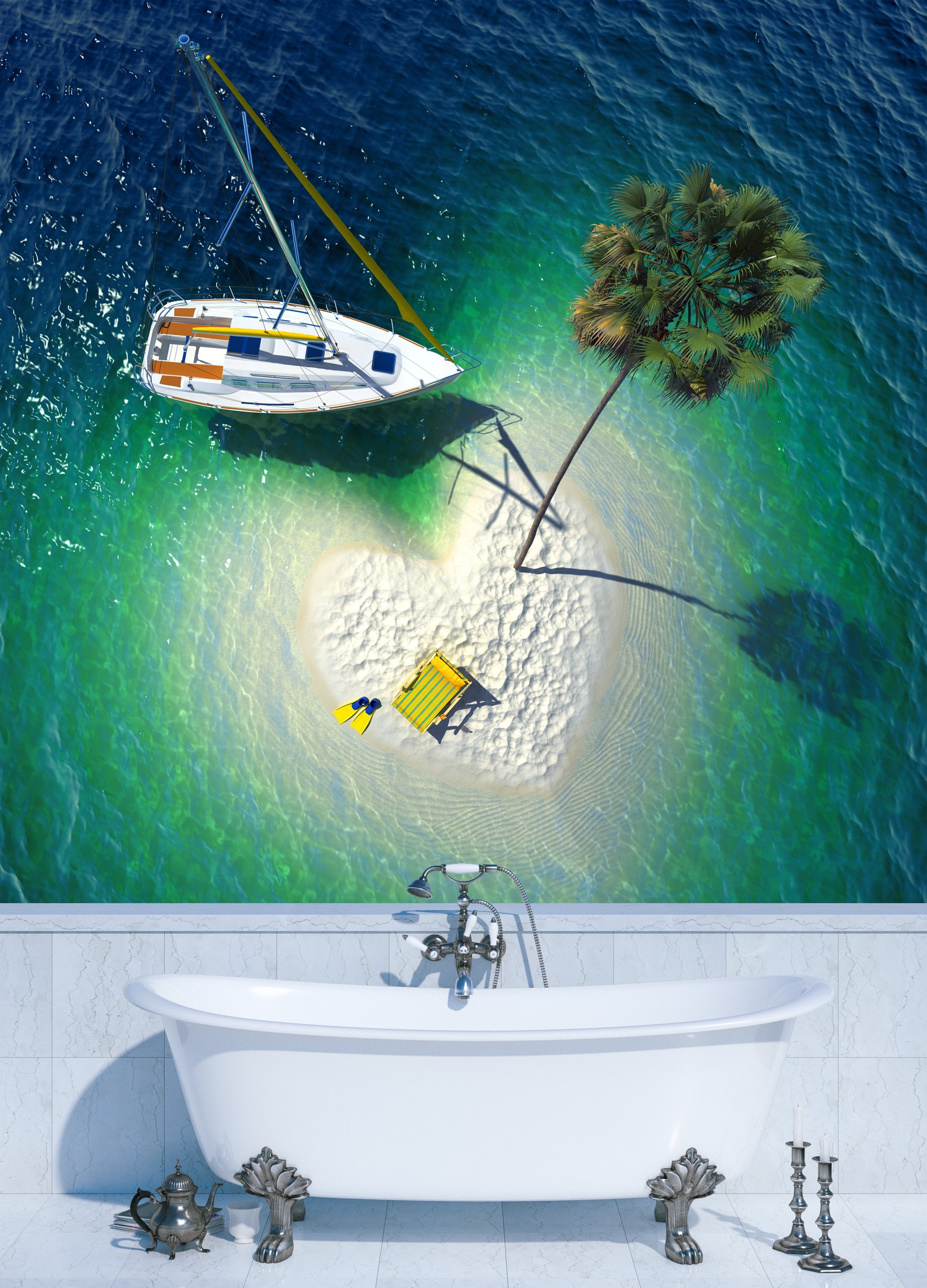 PVC Fototapete Tropical Paradise  - ECO Wandbild Selbstklebende Tapete - 3D Vinyl Wandsticker XXL  SW312