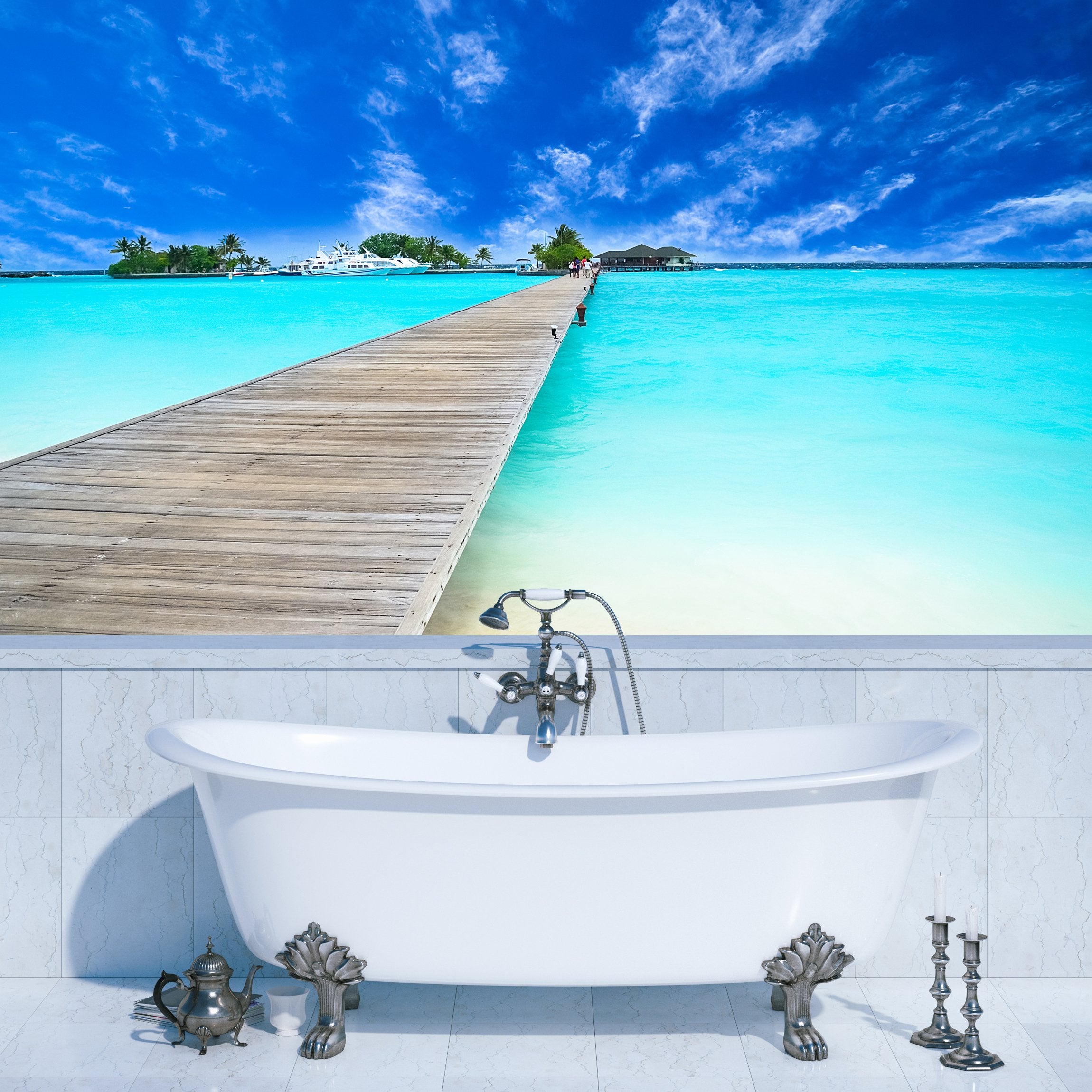 PVC Fototapete Path To Beautiful Island - ECO Wandbild Selbstklebende Tapete - 3D Vinyl Wandsticker XXL  SW237