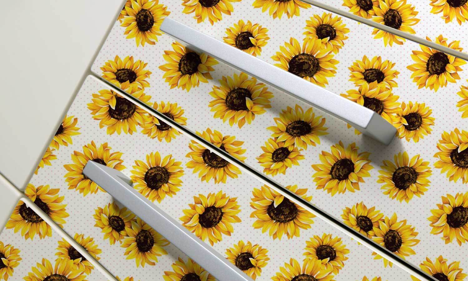 Selbstklebende folie für schränke- Wasserdichte Klebefolie für Möbel, Schrank, Tisch, Tür - UV-beständig & robust- Sonnenblume PAT032