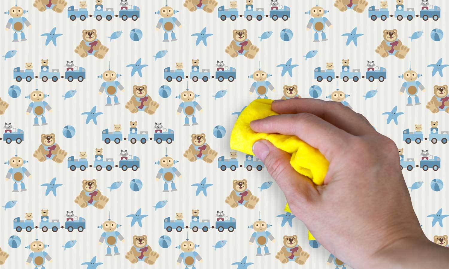 selbstklebende Folie für Möbel- Bär und Roboter PAT079 - life-decor.de