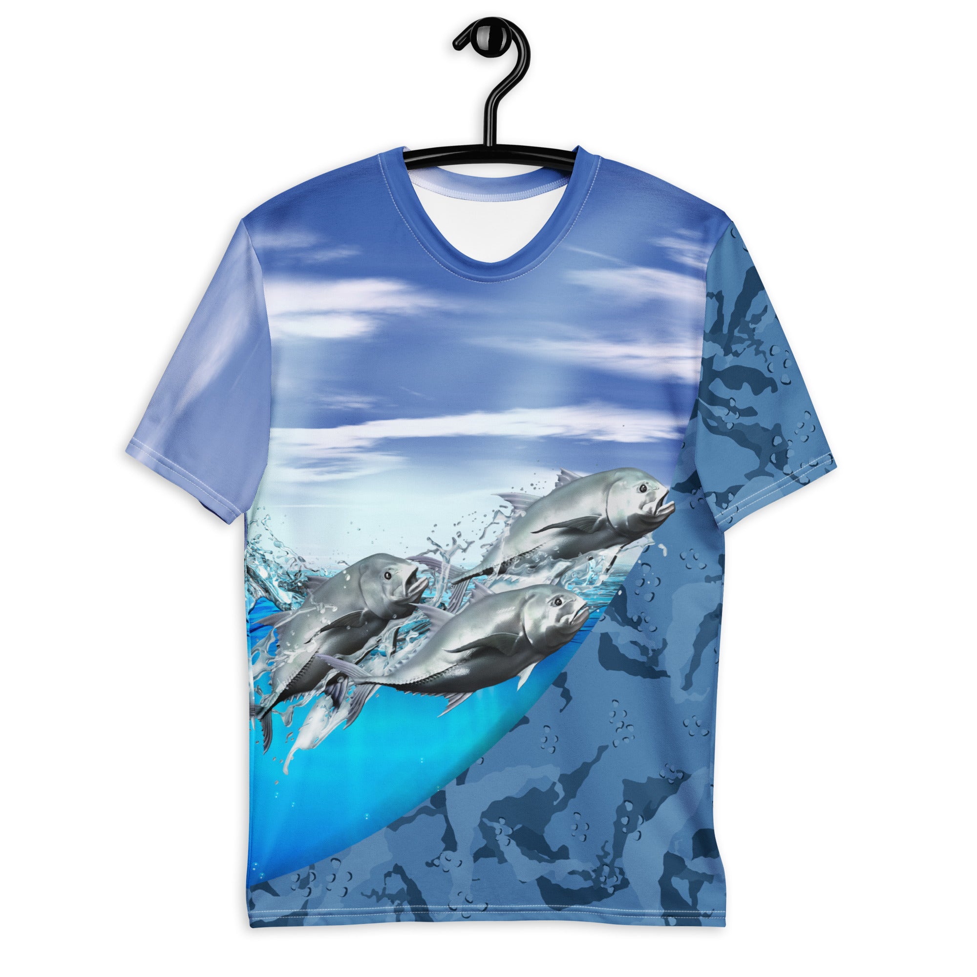 Giant Trevally Splash D-Druckmenschen T-Shirt coole Sommermode Unisex Kurzarm T-Shirt Casual Tee Tops AA021