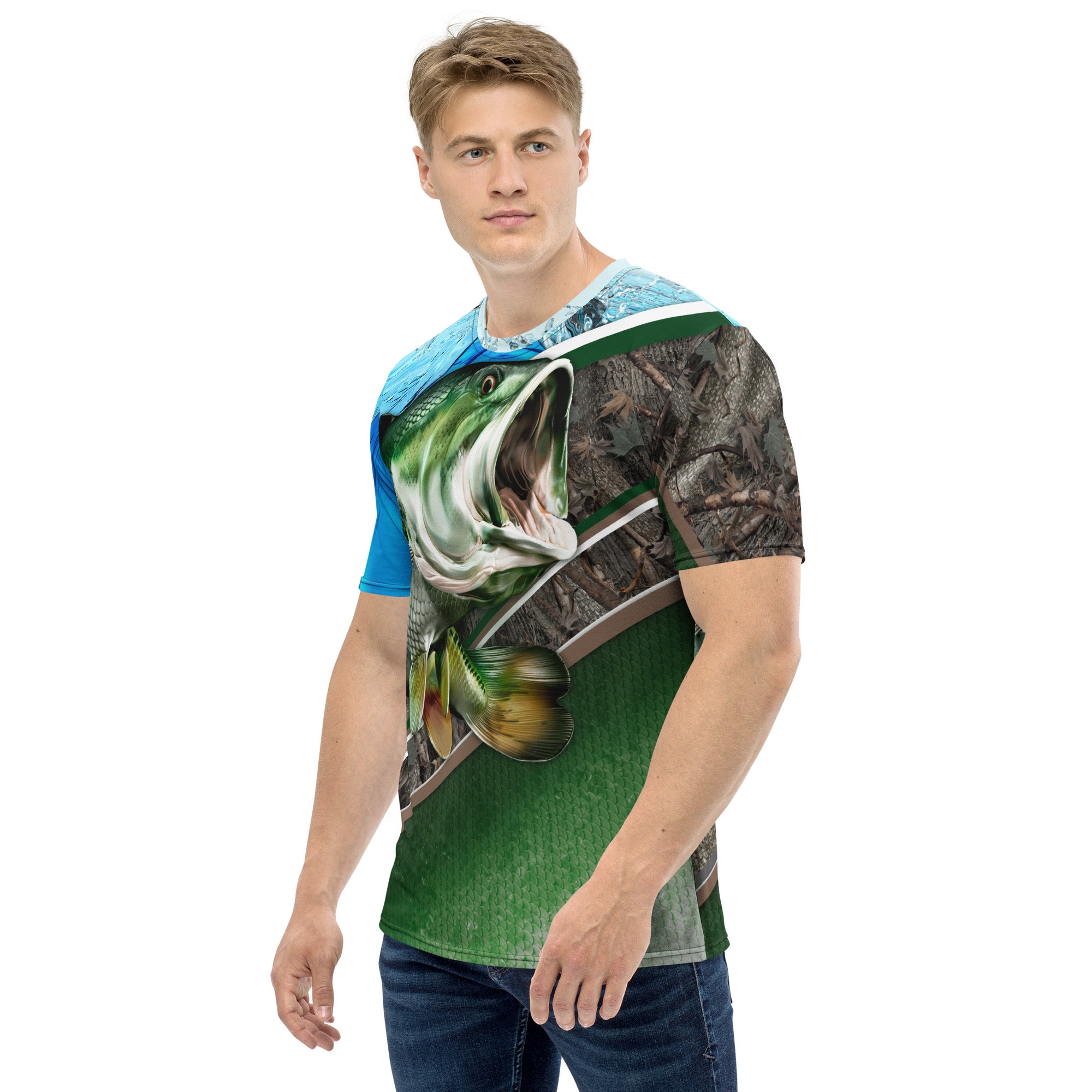 Forellenbarsch 3D-Druckmenschen T-Shirt coole Sommermode Unisex Kurzarm T-Shirt Casual Tee Tops