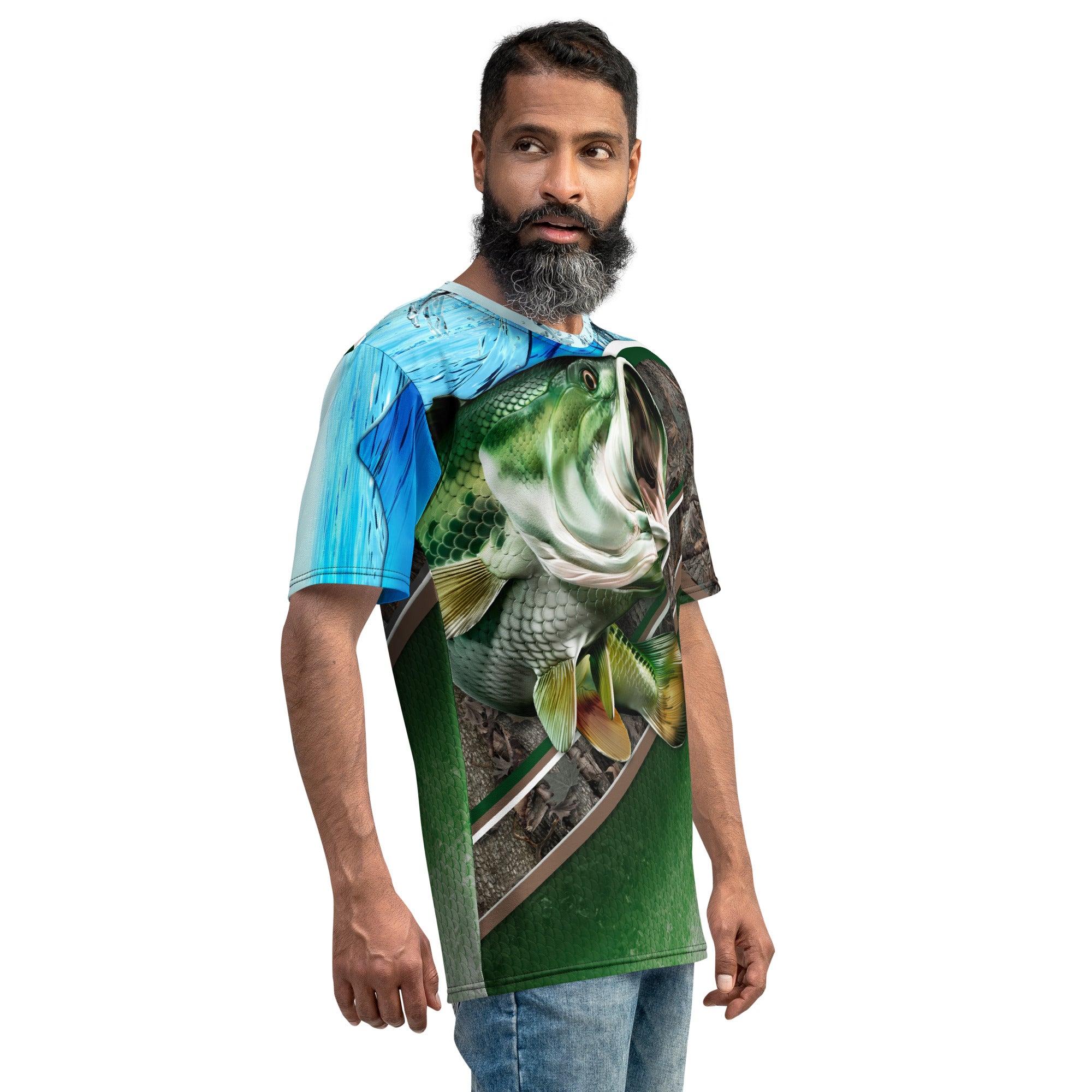 Forellenbarsch 3D-Druckmenschen T-Shirt coole Sommermode Unisex Kurzarm T-Shirt Casual Tee Tops