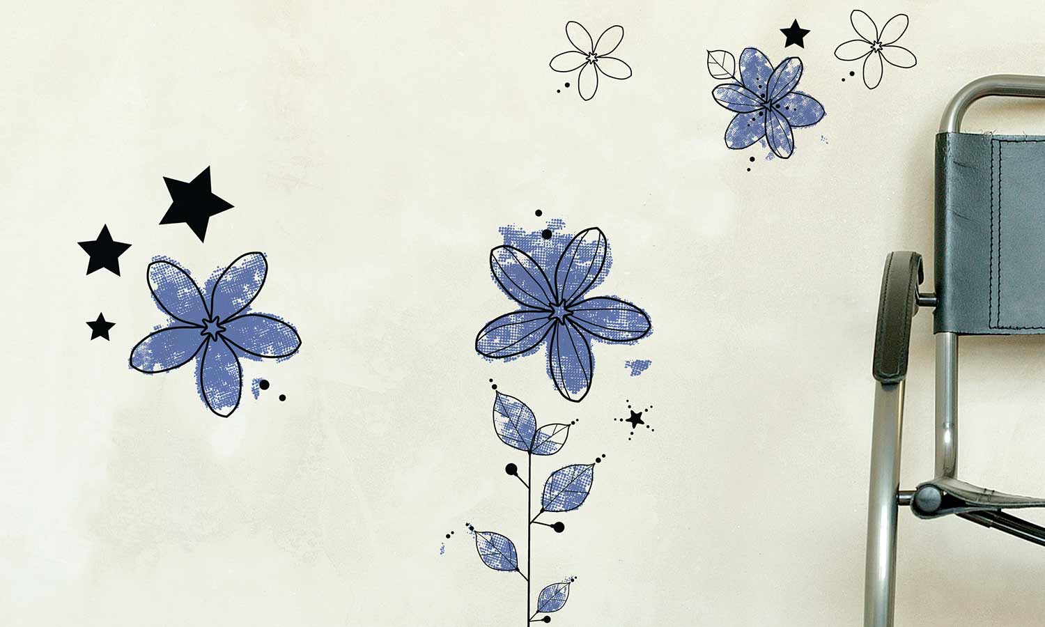 Wandaufkleber Blaue blumen- M6 - life-decor.de