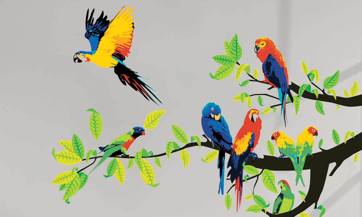 Wandaufkleber Papageien - WS036 - life-decor.de
