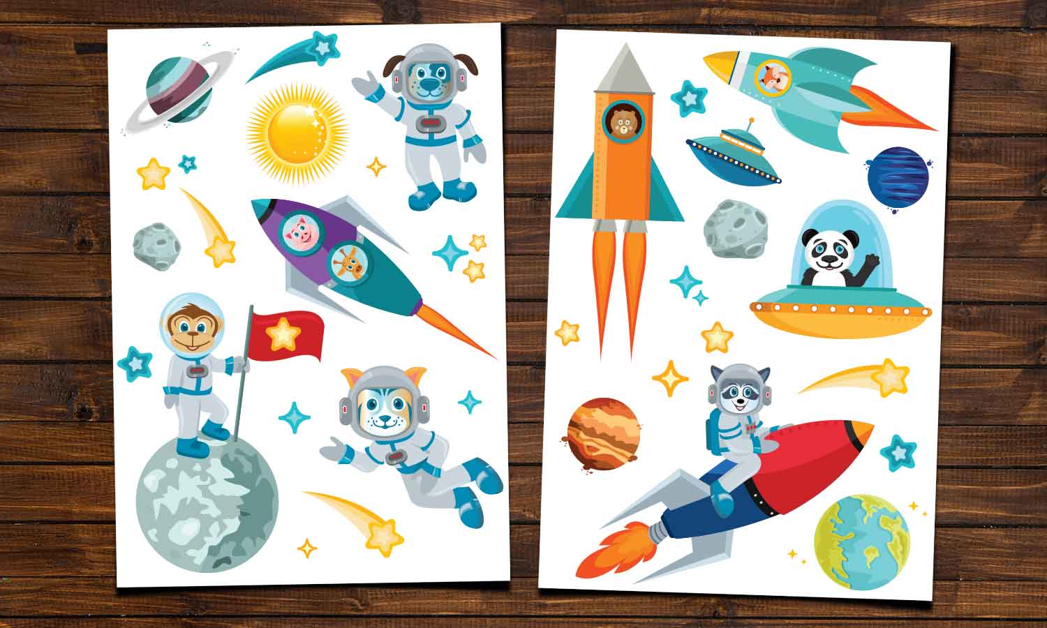 Wandaufkleber  Weltraum Tiere - WS095 - life-decor.de