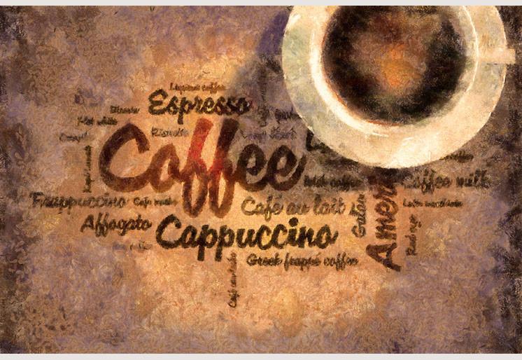PVC Fototapete Coffee Word Cloud – ECO Wandbild Selbstklebende Tapete – 3D Vinyl Wandsticker XXL  SW054 - life-decor.de
