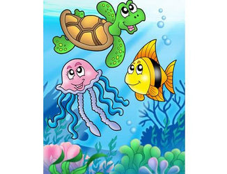 PVC Fototapete Sea Fishes And Animals – ECO Wandbild Selbstklebende Tapete – 3D Vinyl Wandsticker XXL  SW118 - life-decor.de